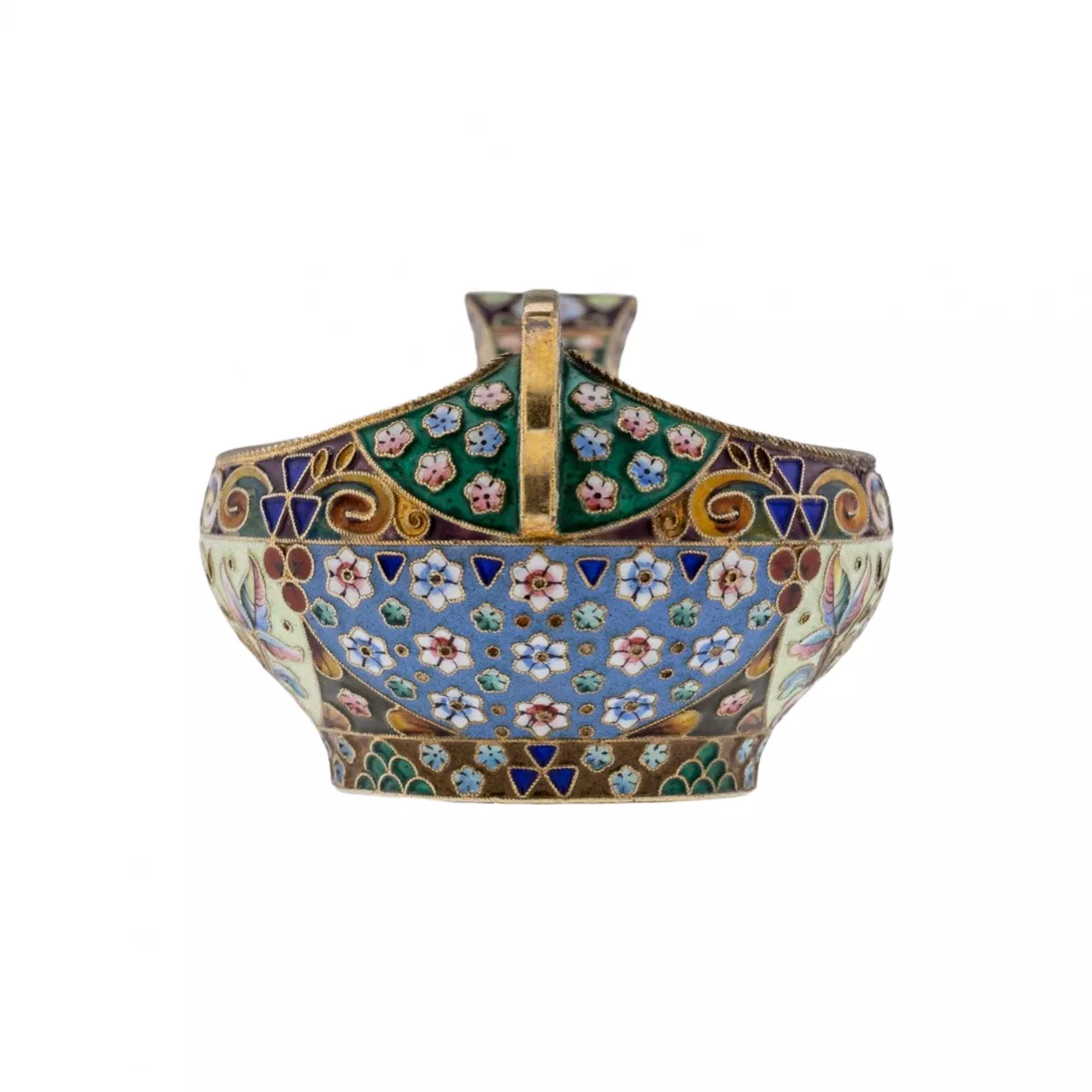 Russian silver ladle with enamels in the style of Russian Art Nouveau. 