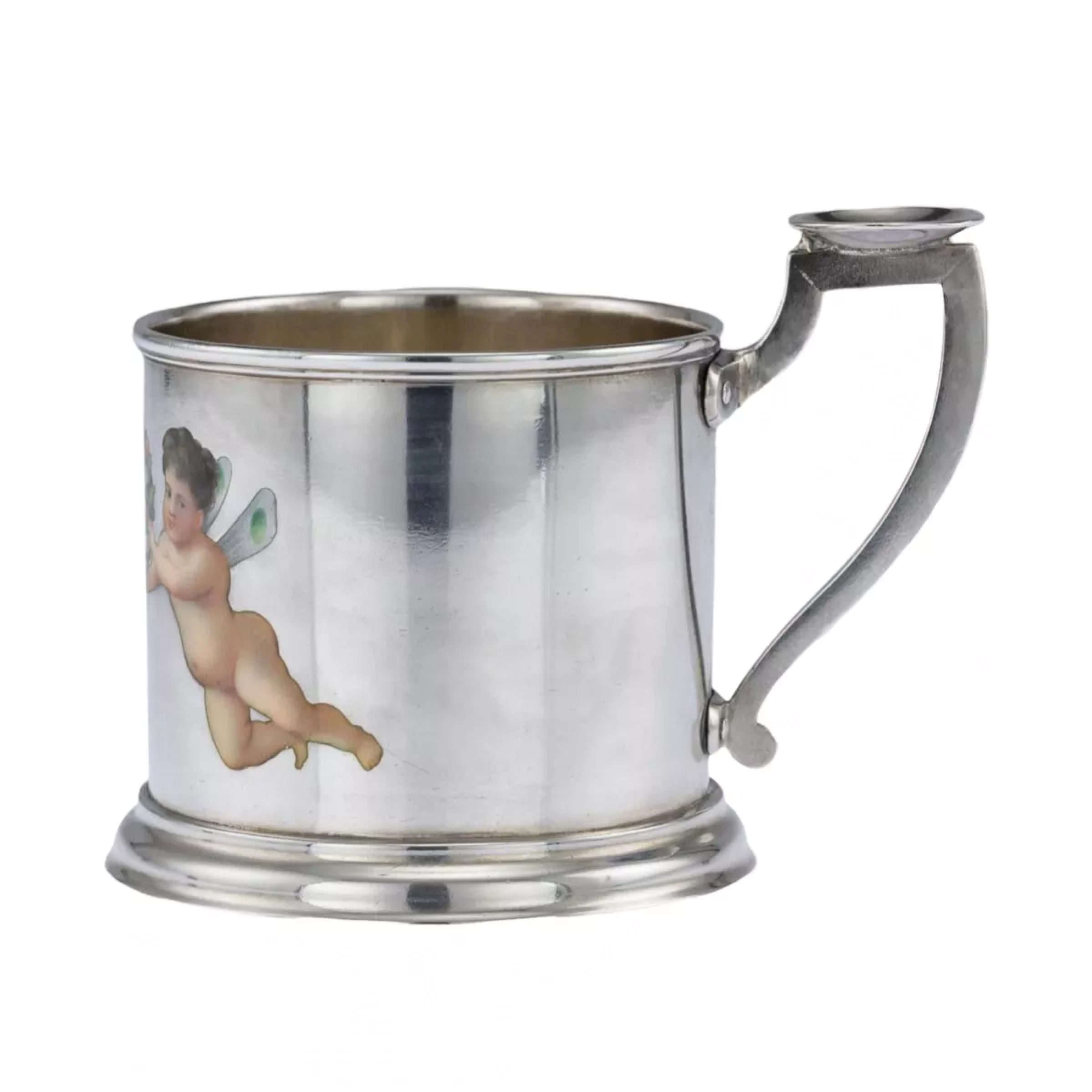 Sous-verre en argent avec peinture de l`atelier de Khlebnikov.1878 