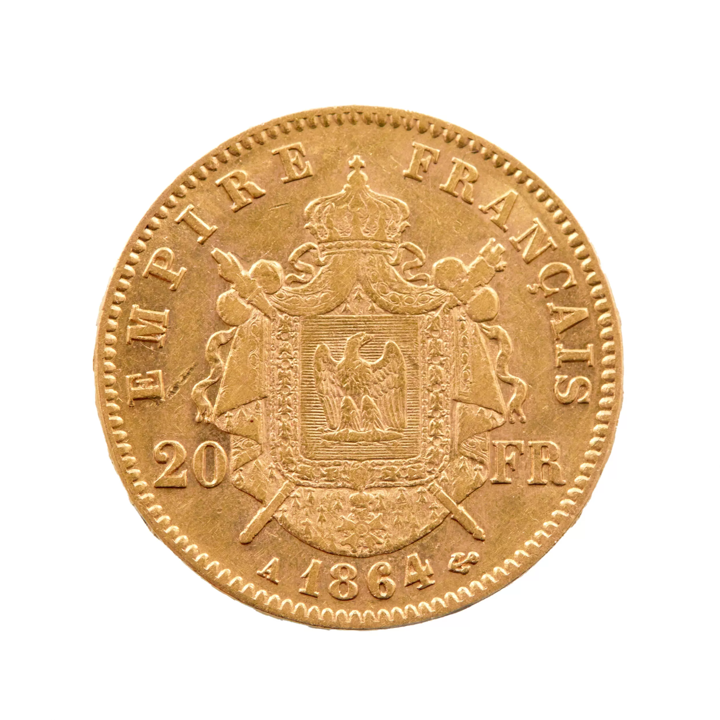Gold coin, France, 20 francs 1864