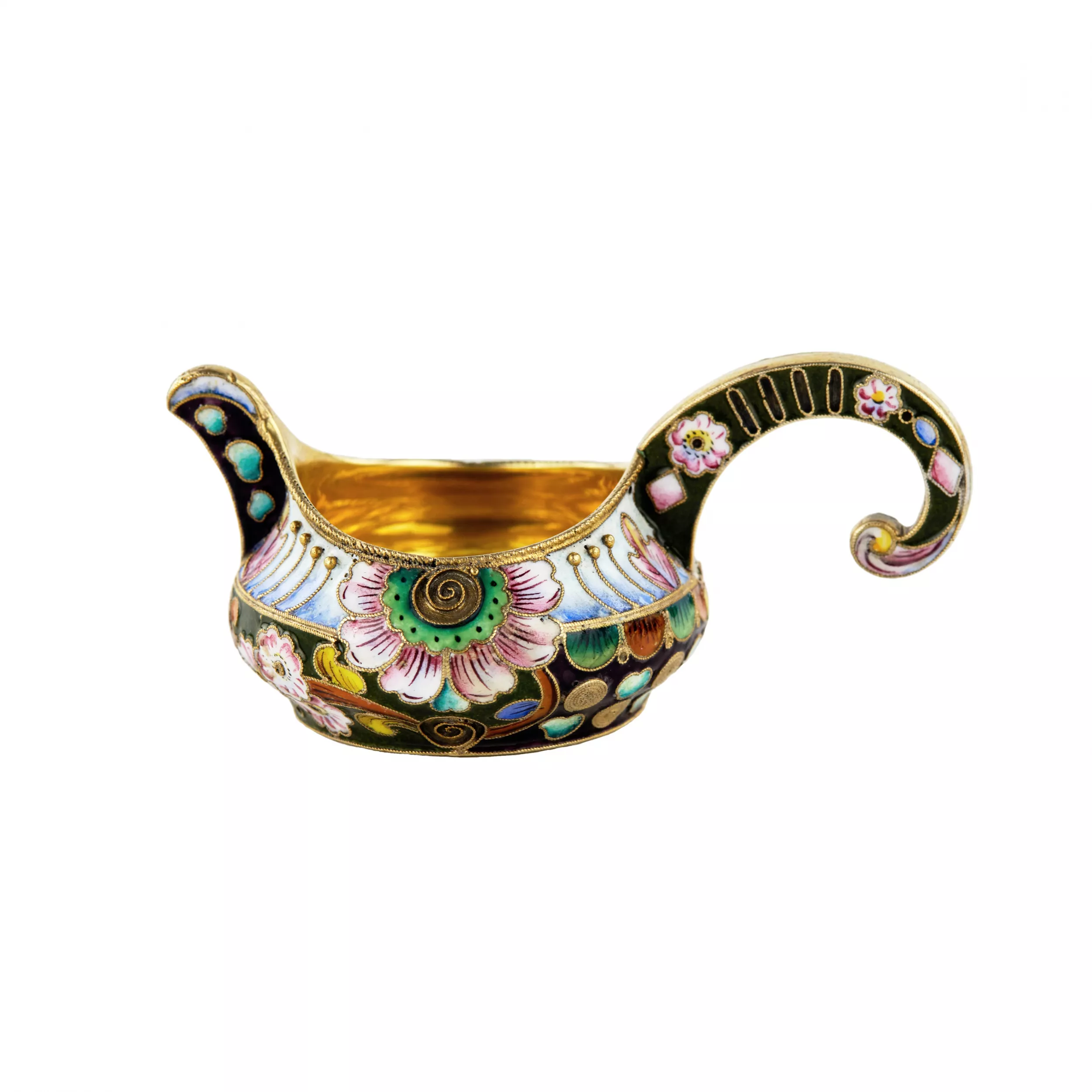 KOVCH EN ARGENT À ÉMAIL PEINT SUR FILIGRANE. 20e ARTEL RUSSIE, MOSCOU, 1908-1917