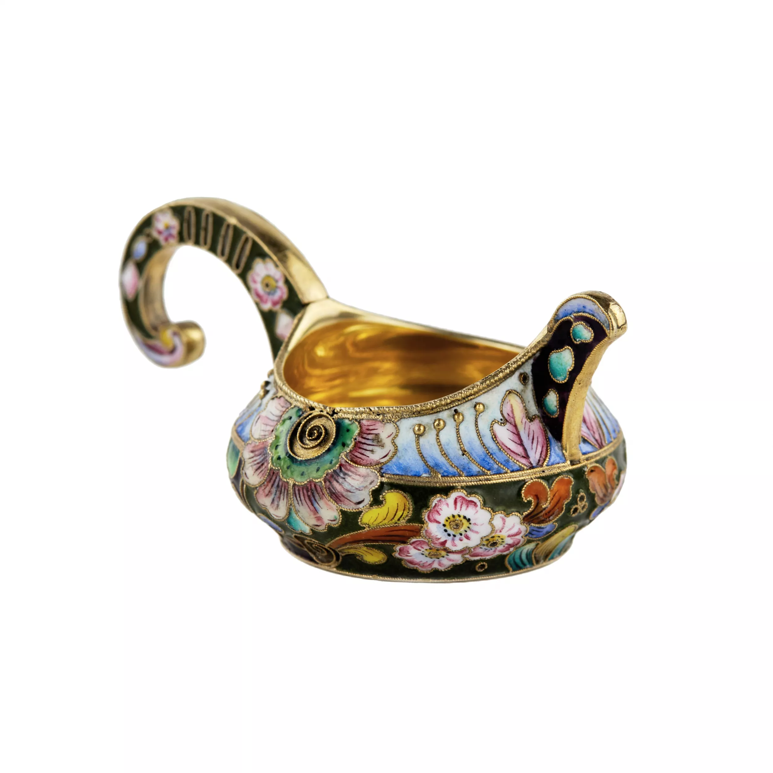 KOVCH EN ARGENT À ÉMAIL PEINT SUR FILIGRANE. 20e ARTEL RUSSIE, MOSCOU, 1908-1917