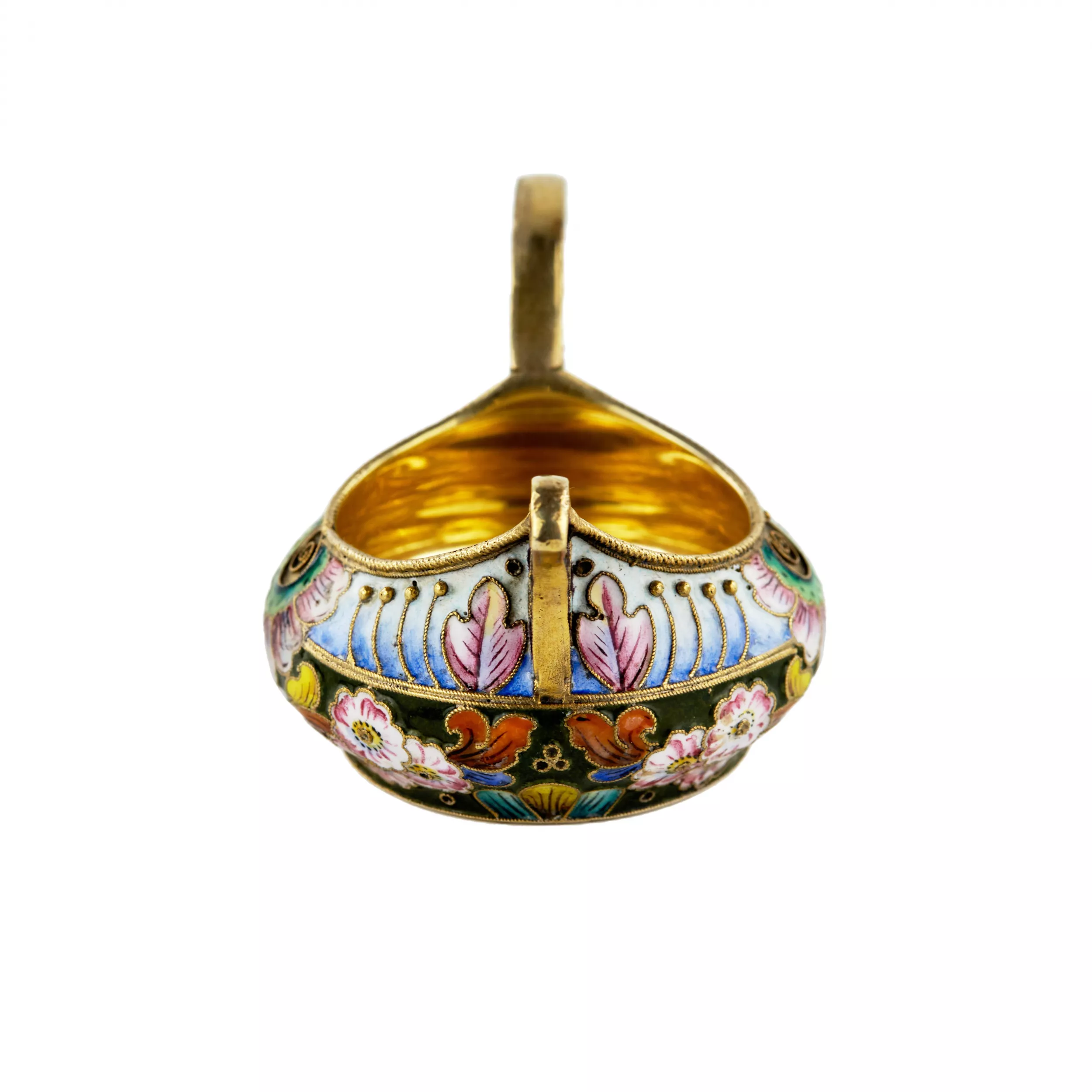 KOVCH EN ARGENT À ÉMAIL PEINT SUR FILIGRANE. 20e ARTEL RUSSIE, MOSCOU, 1908-1917