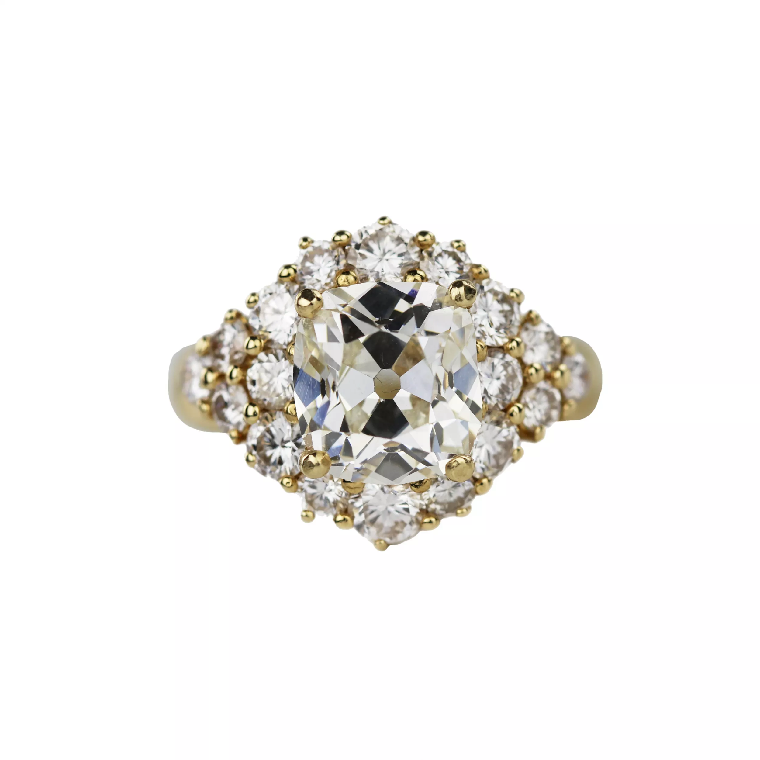 Gold ring with diamonds. 