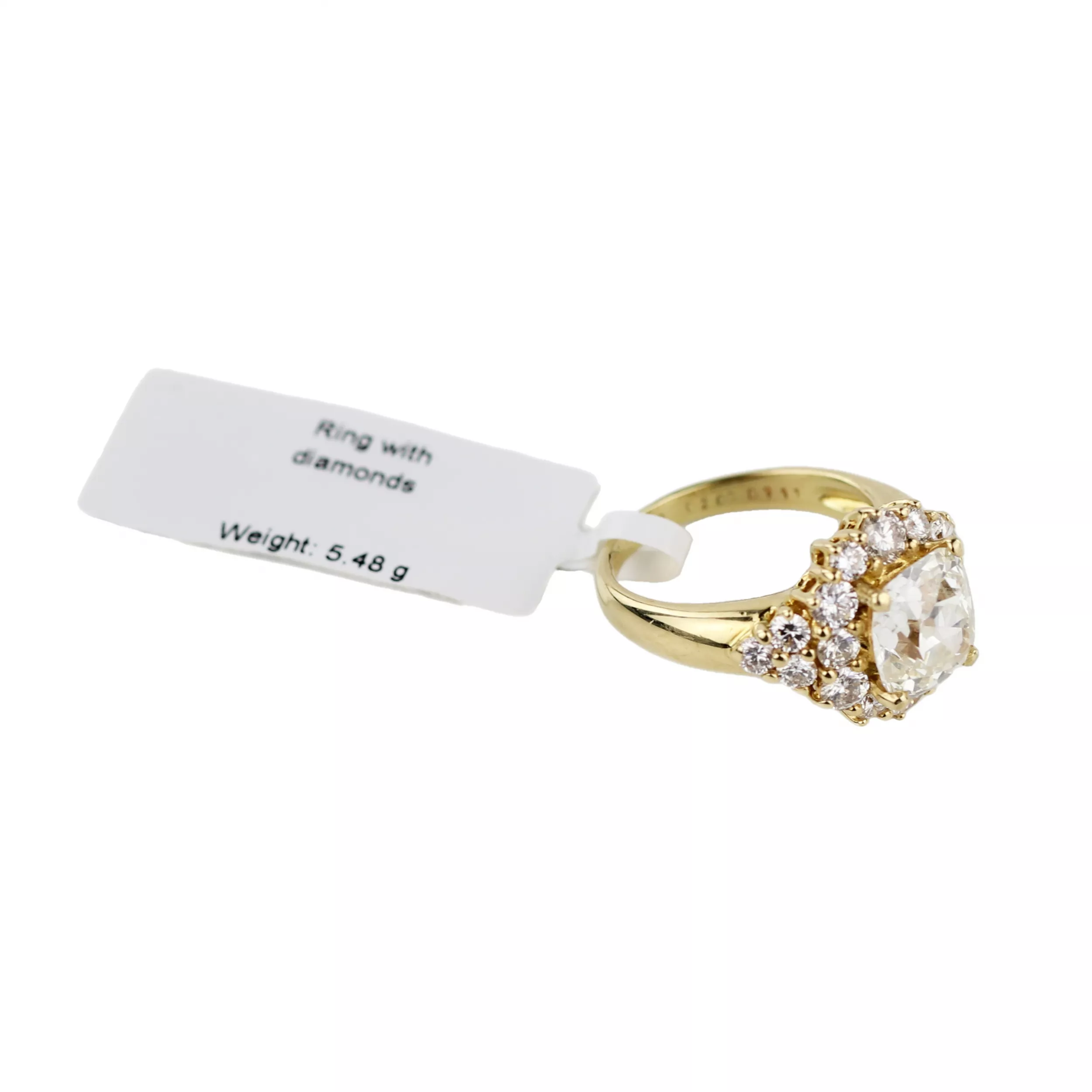Gold ring with diamonds. 