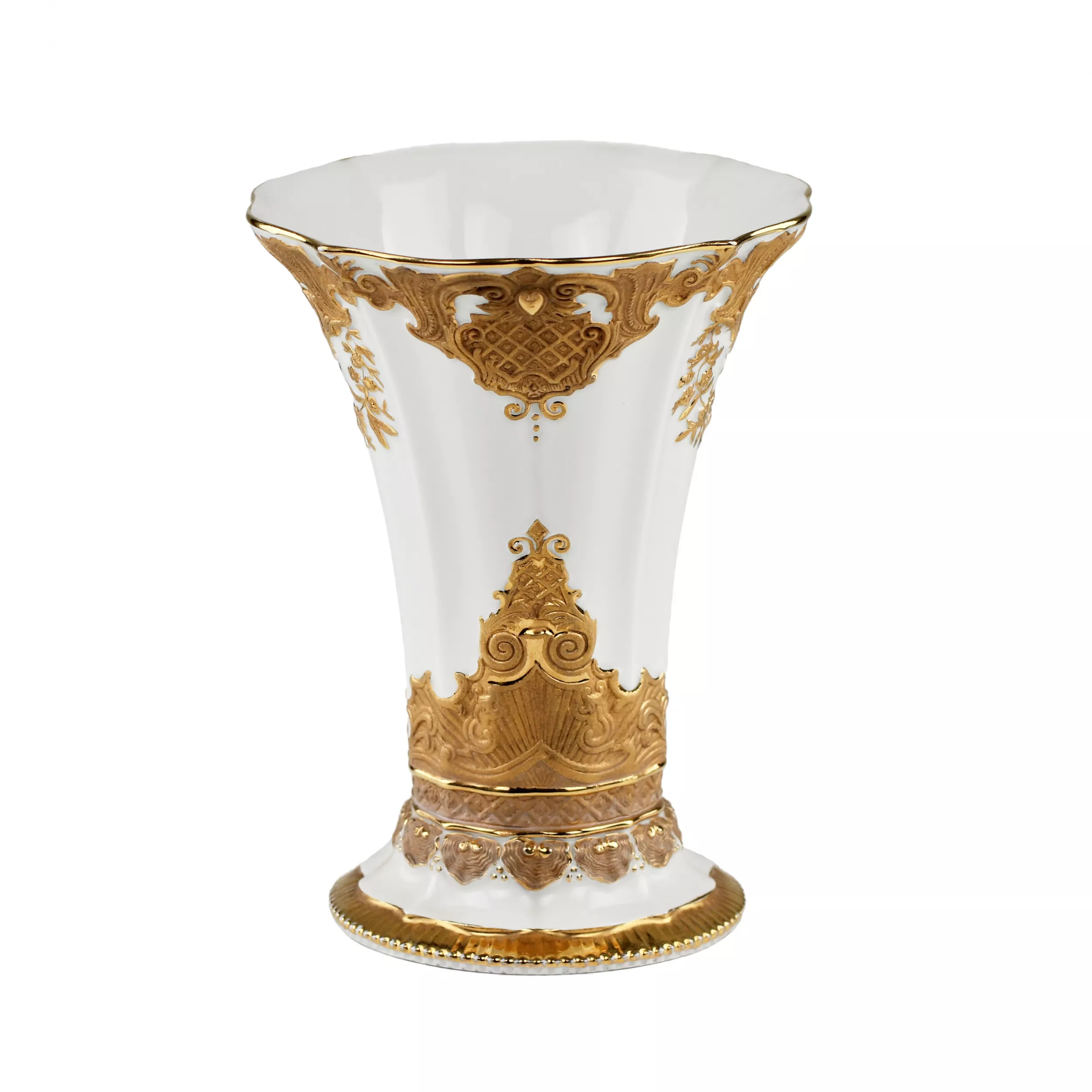 Meissen porcelain vase with golden decor. 