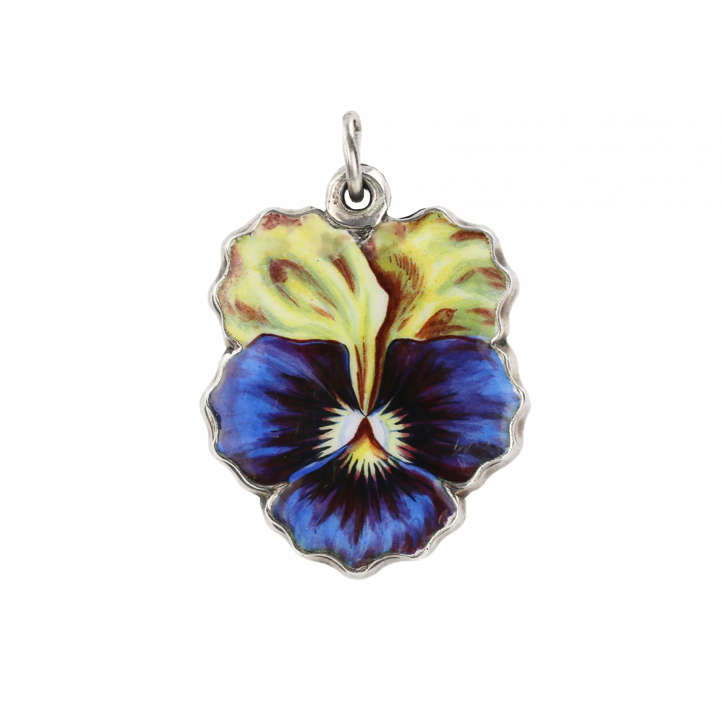 Russian, silver pendant - Violet, with enamel painting. 