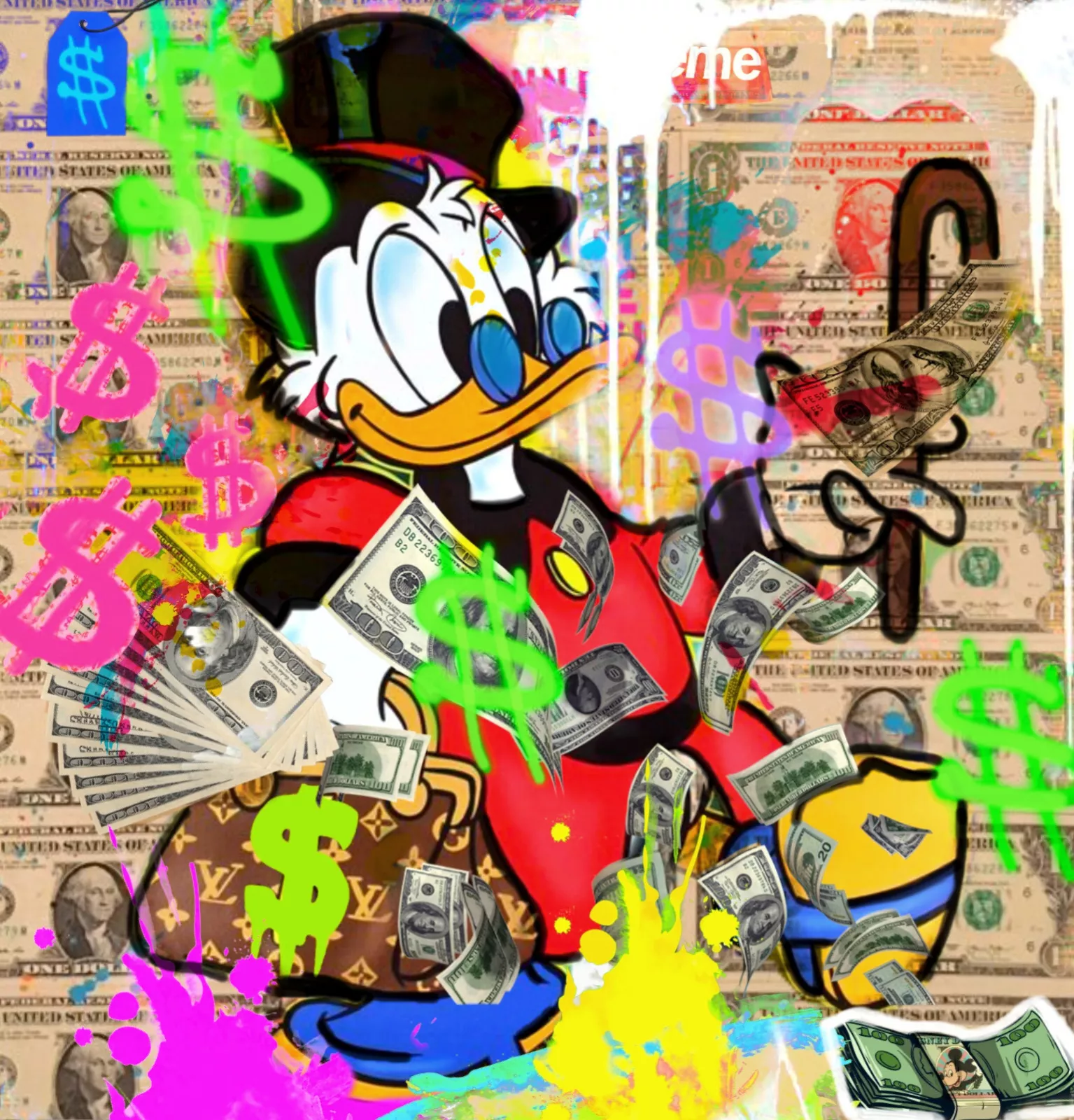 FELIX VON ALTERSHIEM. PICSOU. LOVES DOLLAR NOTE. NÉO-POP ART