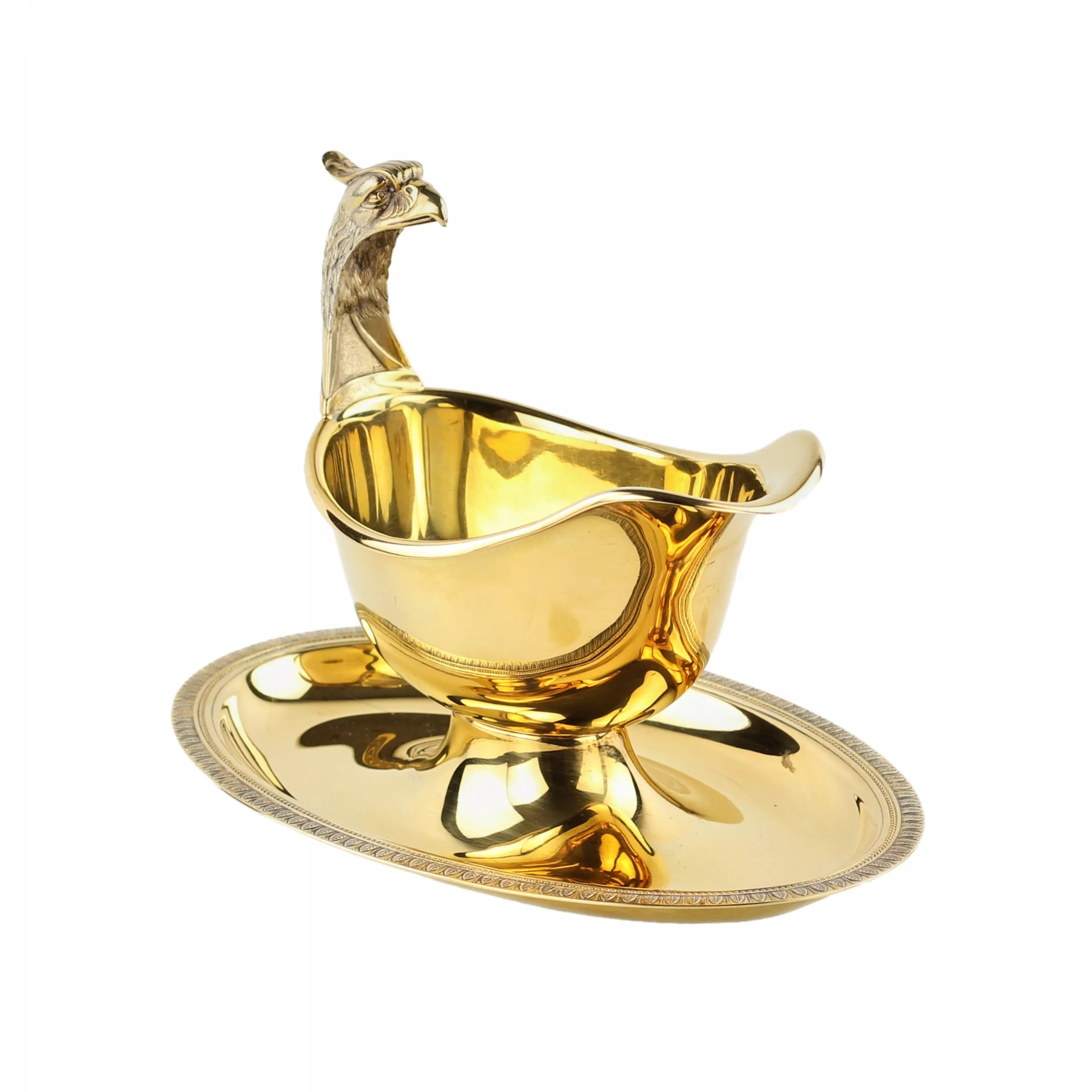 Christofle. Saucière en metal dore de la serie MalmIaison 