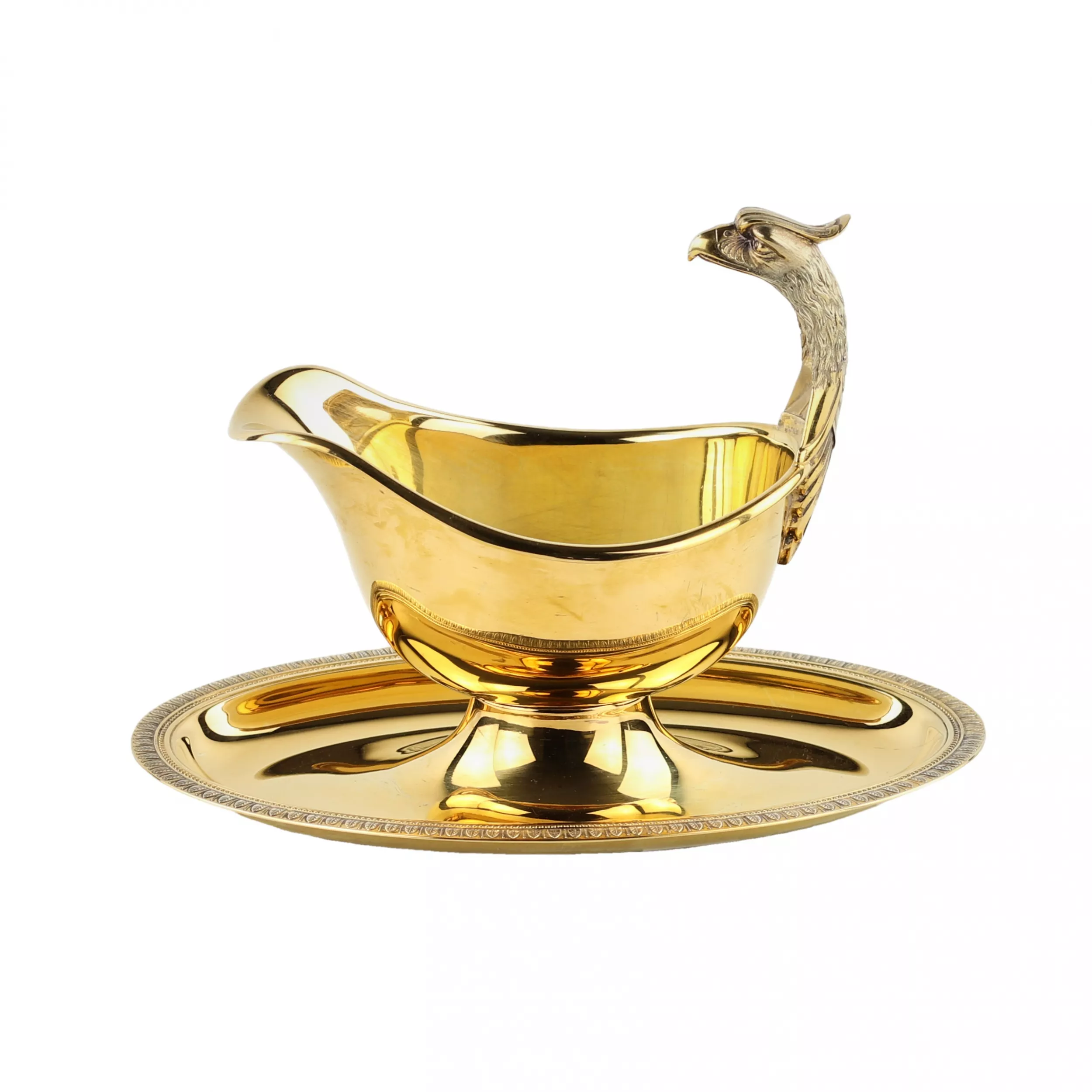 Christofle. Saucière en metal dore de la serie MalmIaison 
