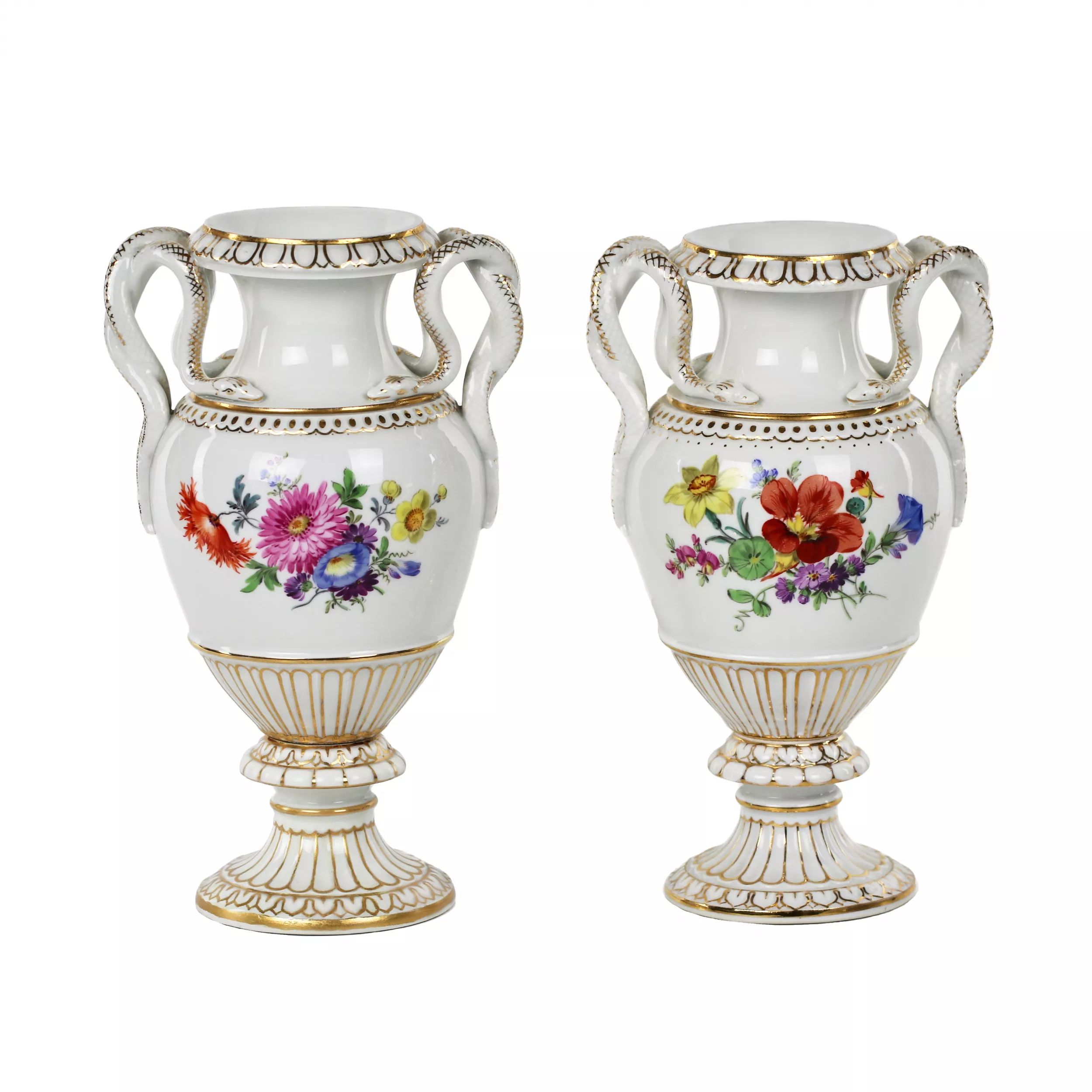 Pair of Meissen porcelain vases. 