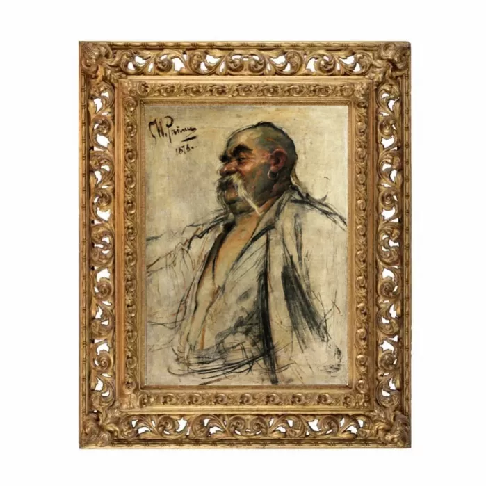 C`est-à-dire Repin. Etude de Taras Bulba pour le tableau - Cosaques ecrivant une lettre au sultan turc. 1878 