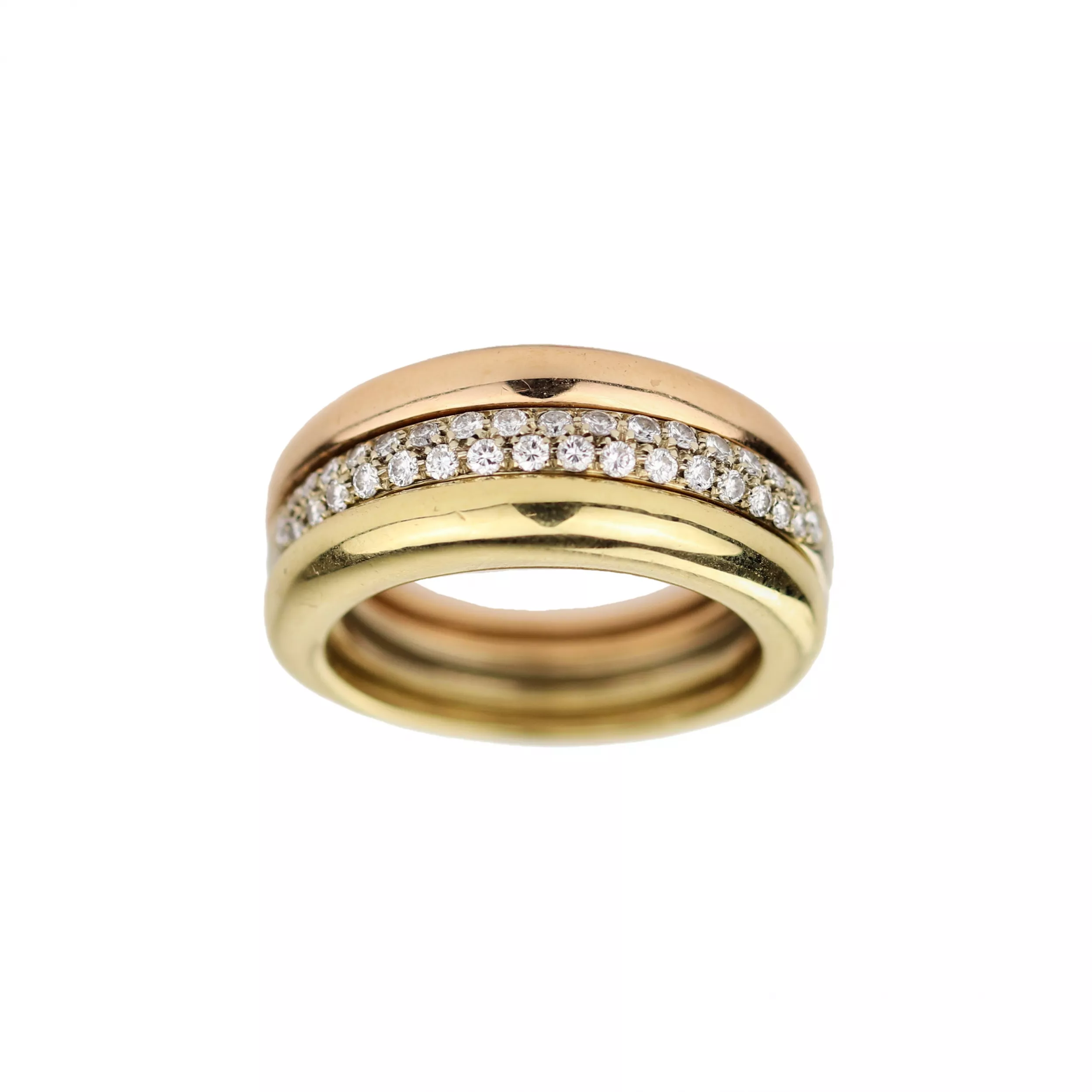 Bague en or avec diamants Cartier Mobilis tricolor dans l`ecrin d`origine. 