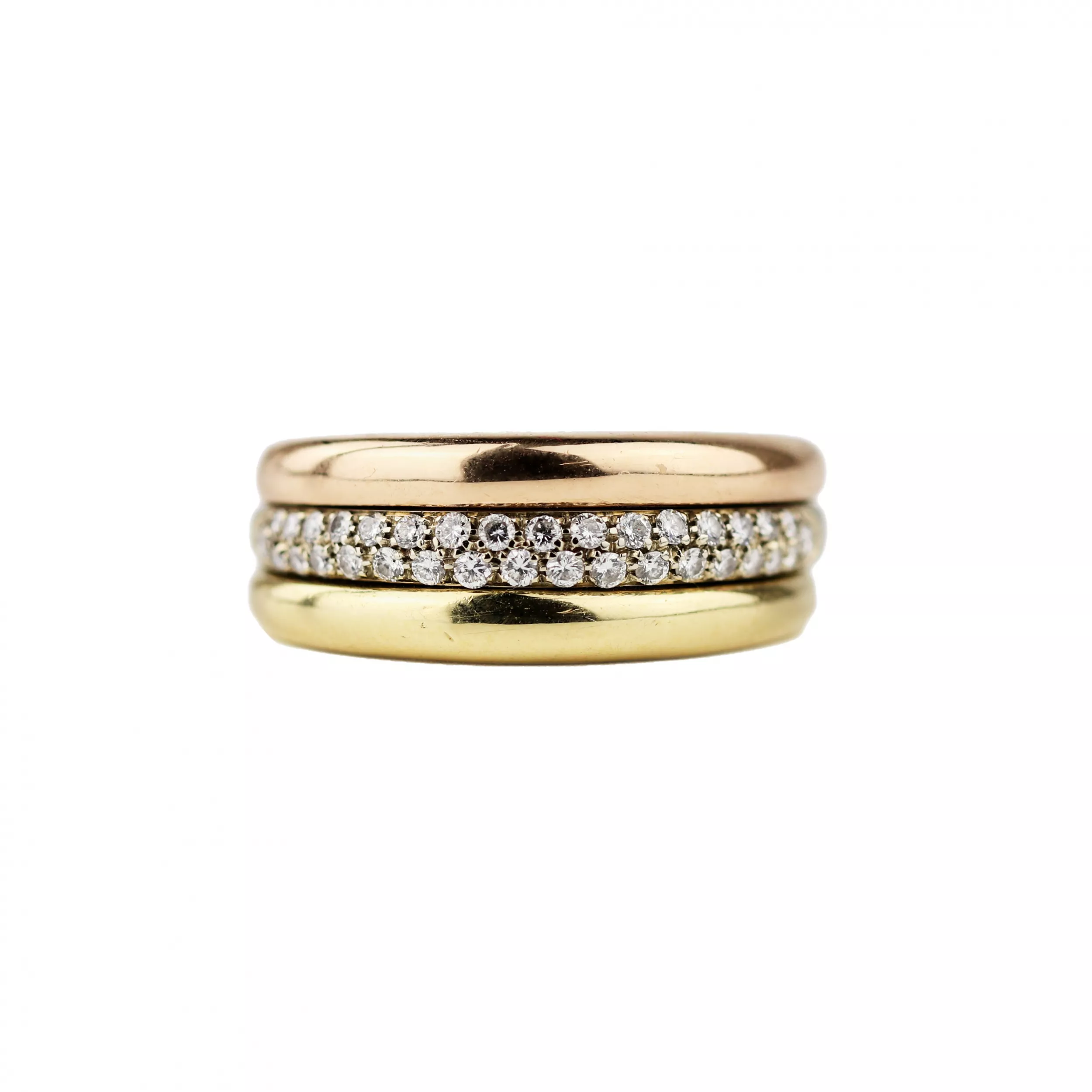 Bague en or avec diamants Cartier Mobilis tricolor dans l`ecrin d`origine. 