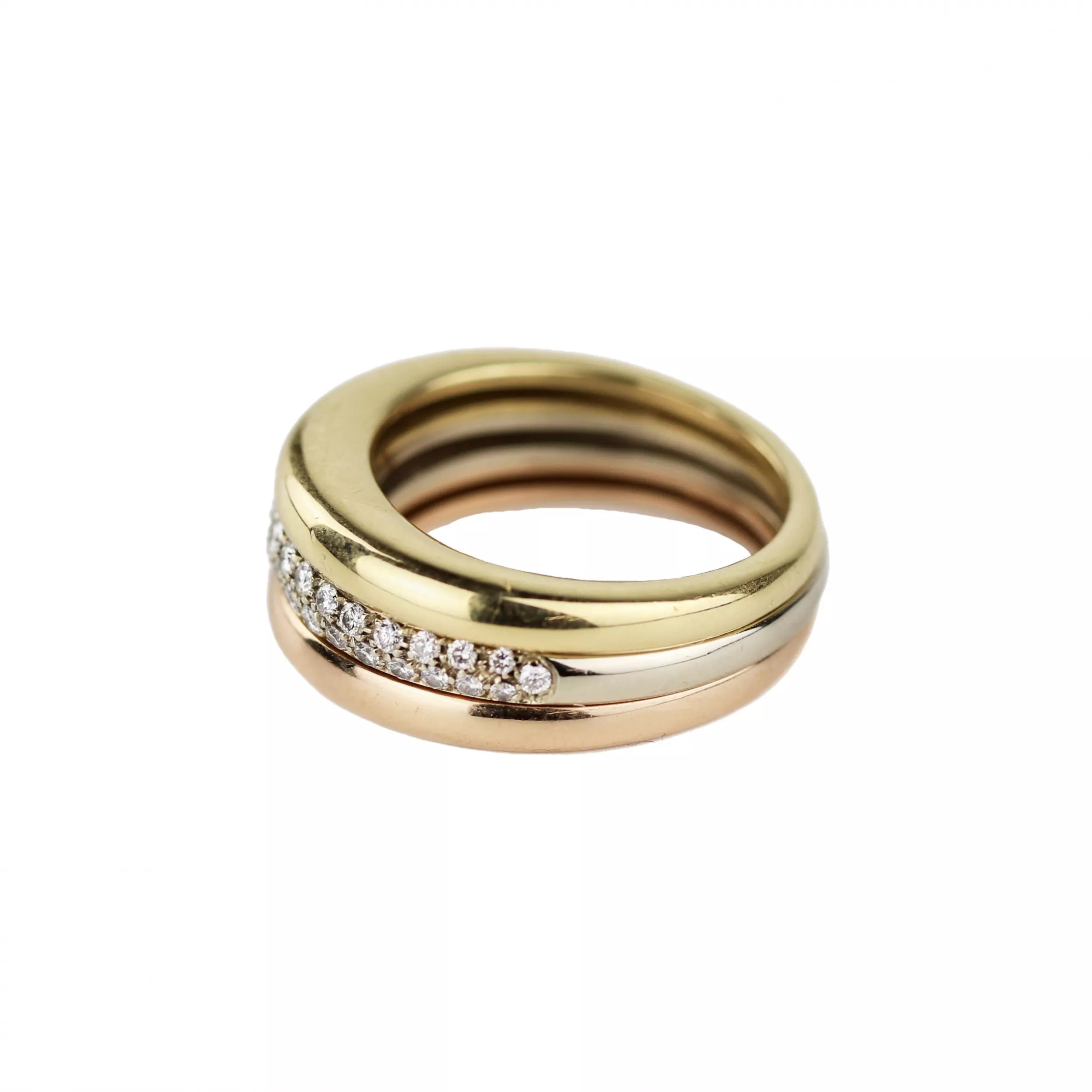 Bague en or avec diamants Cartier Mobilis tricolor dans l`ecrin d`origine. 