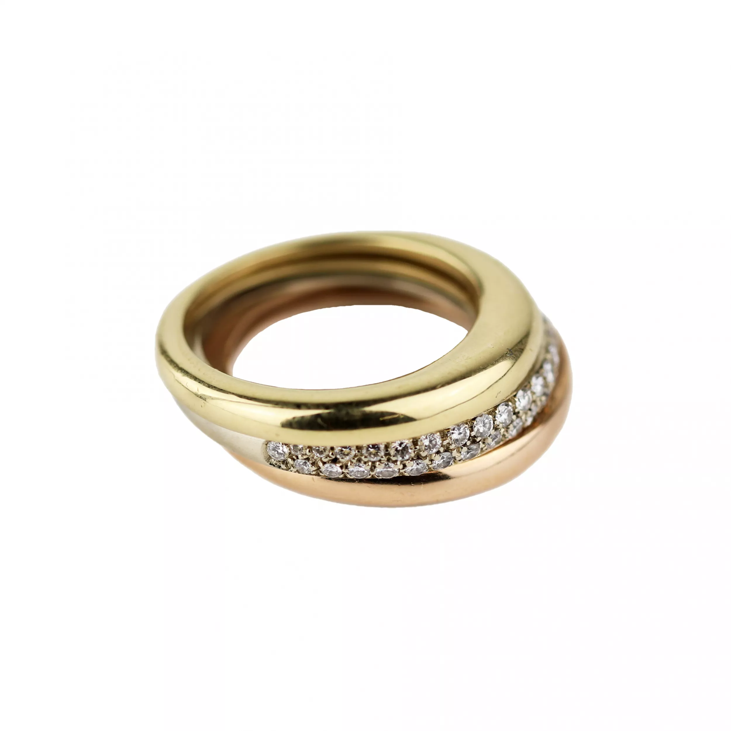 Bague en or avec diamants Cartier Mobilis tricolor dans l`ecrin d`origine. 