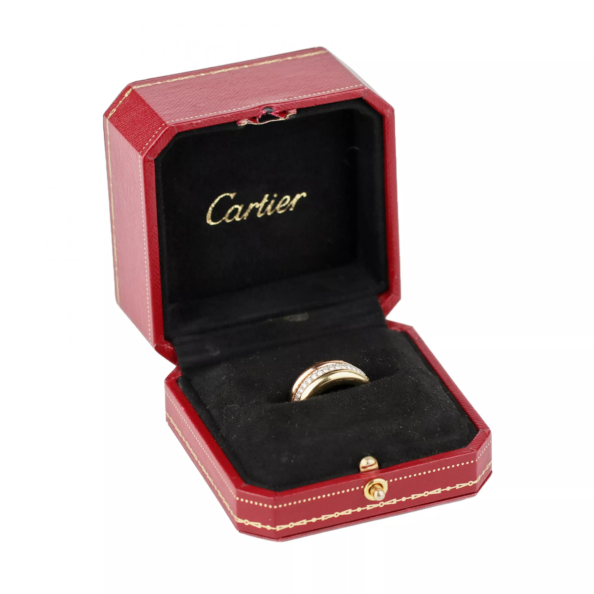 Bague en or avec diamants Cartier Mobilis tricolor dans l`ecrin d`origine. 
