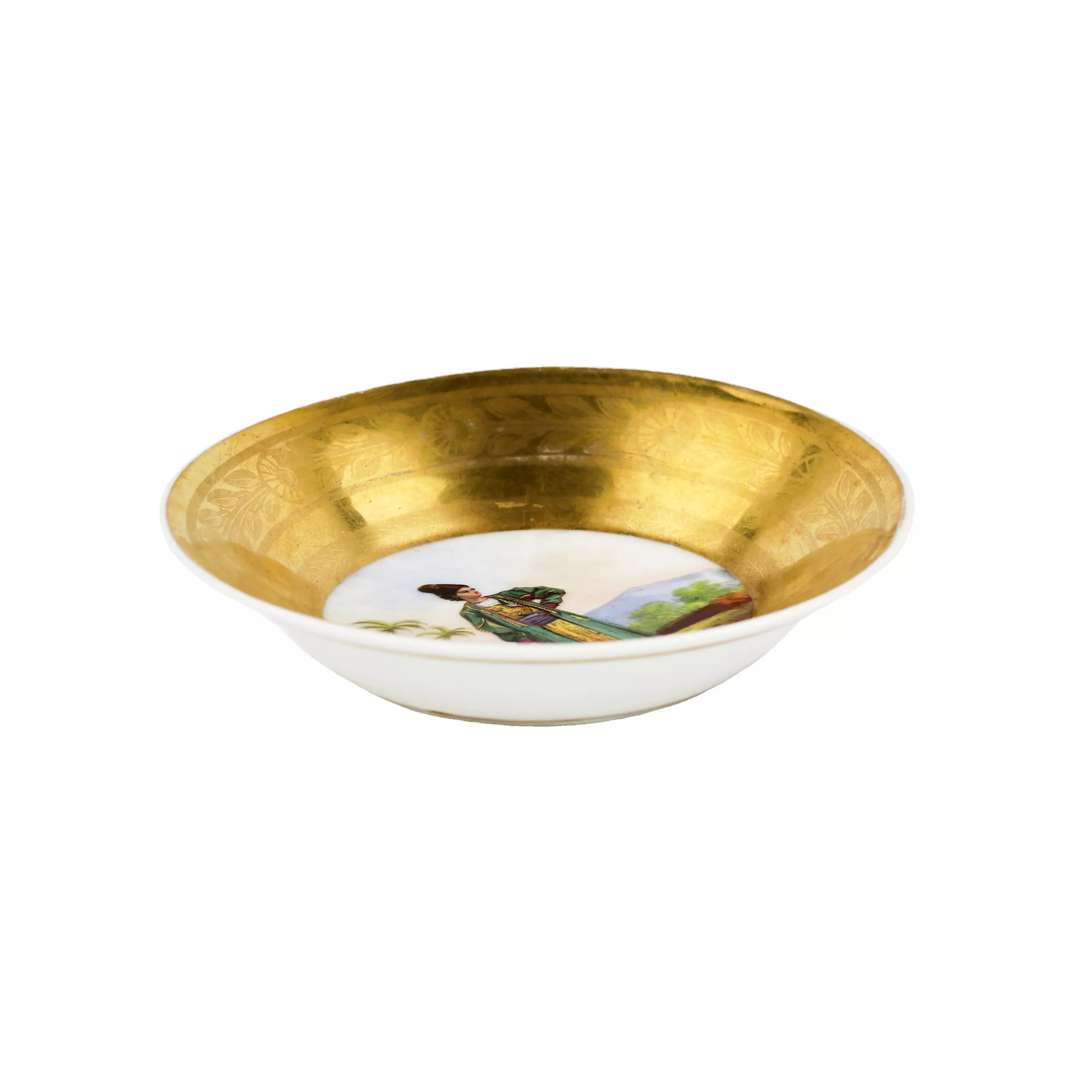 RUSSIAN PORCELAIN SAUCER PERSAN. PRIVATE RUSSIAN PORCELAIN FACTORIES, 1820S