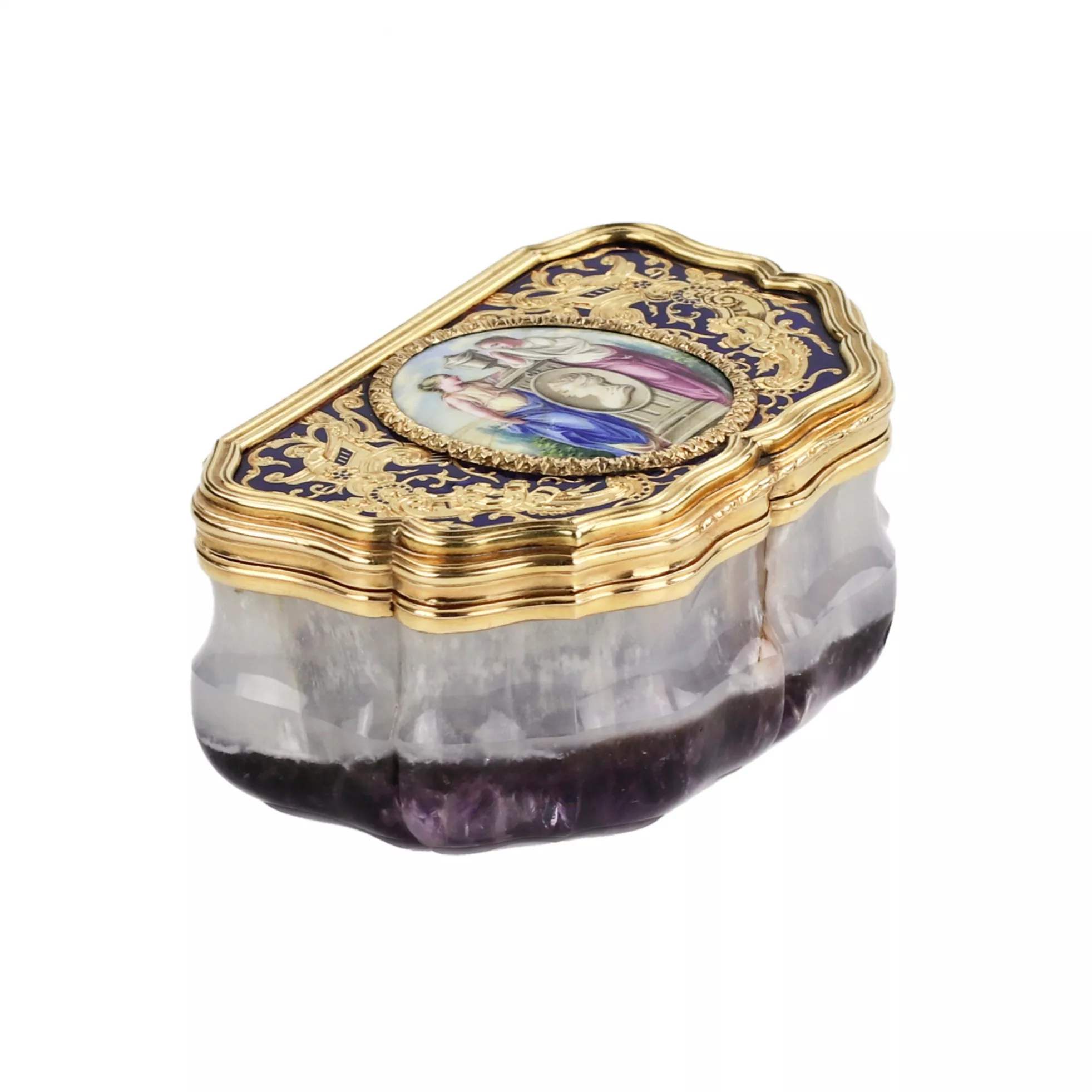 TABATIÈRE UNIQUE EN AMÉTHYSTE ET OR EMPIRE RUSSE, SAINT-PÉTERSBOURG, VERS 1840