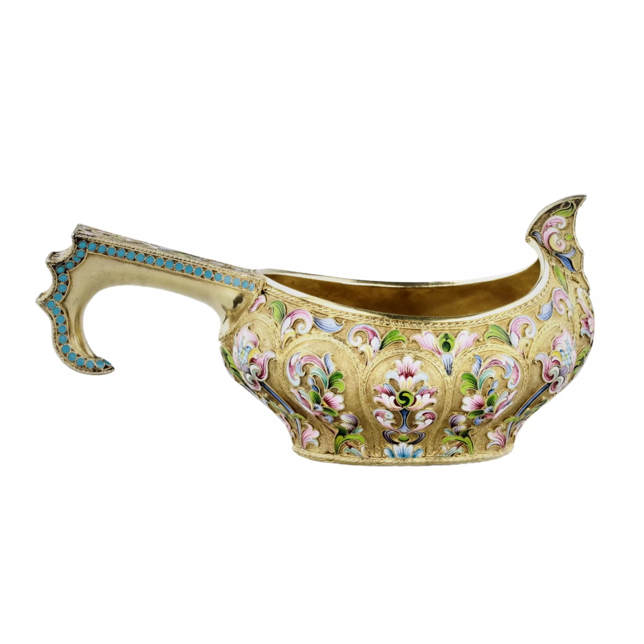 Kovsh en argent russe avec emaux. Maria Semionova. Moscou, debut du XXe siècle. 
