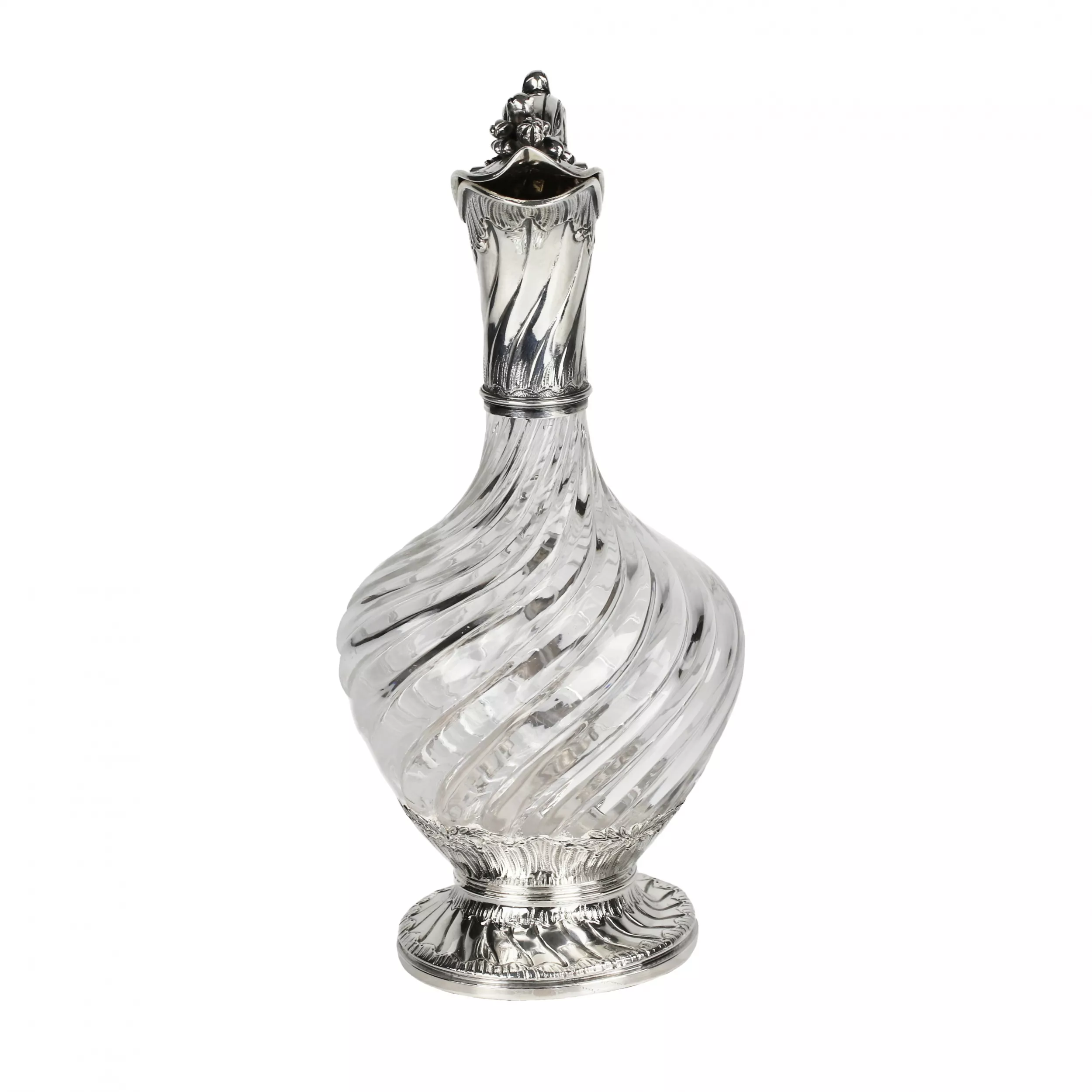 Élegant. pichet à vin en verre en argent. France 19ème siècle. 