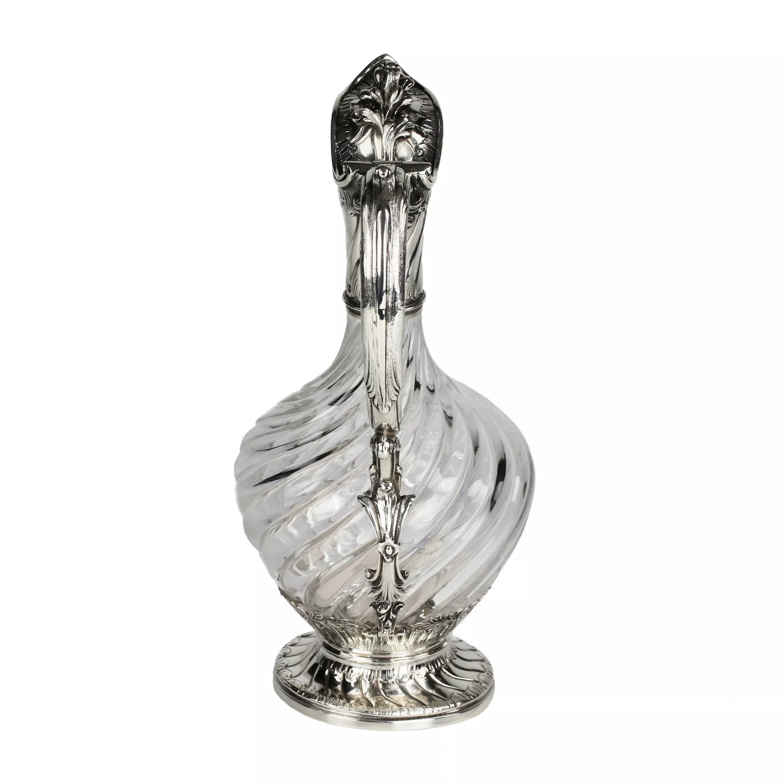Élegant. pichet à vin en verre en argent. France 19ème siècle. 