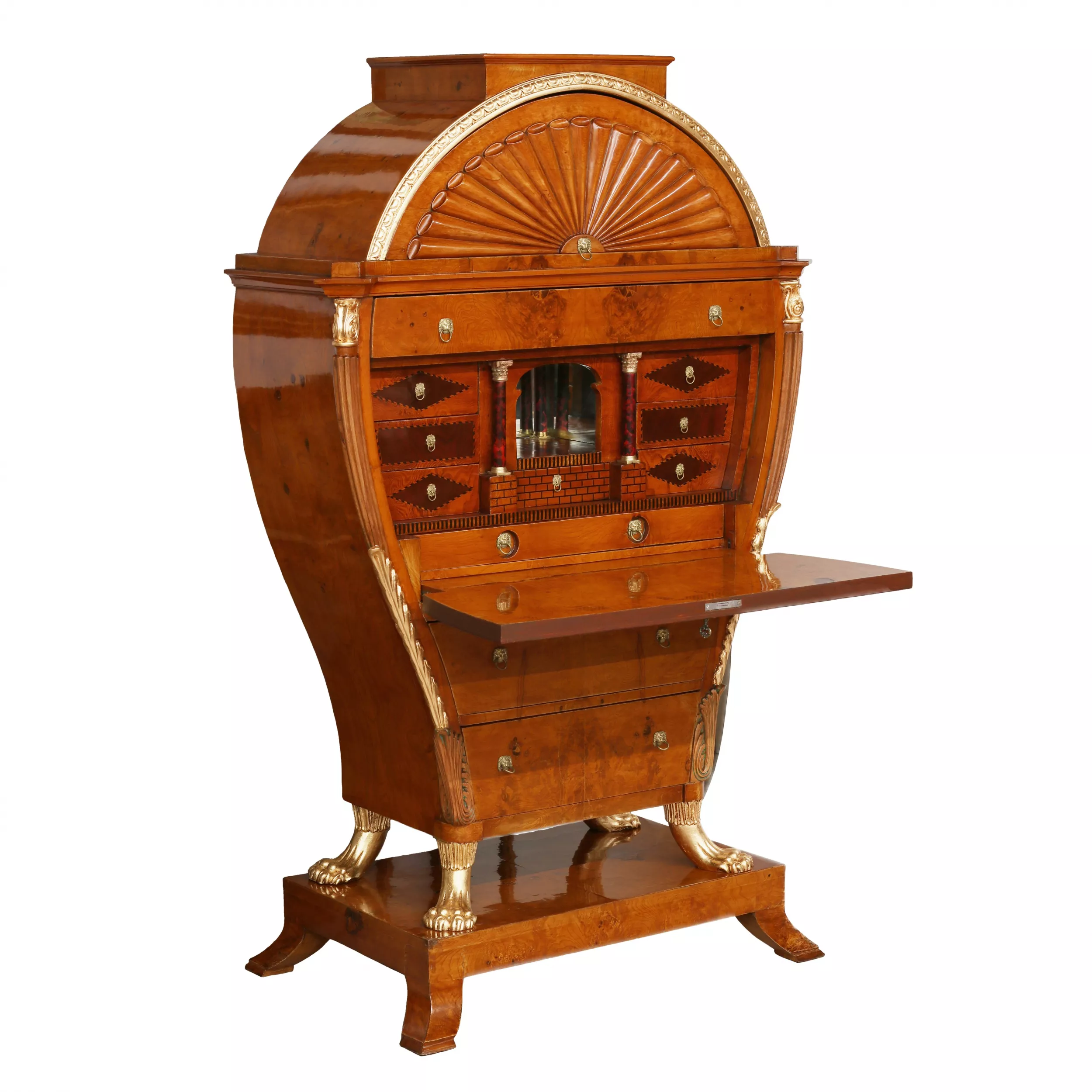 Magnificent secretaire - lyre, in the style of the Viennese Biedermeier. 