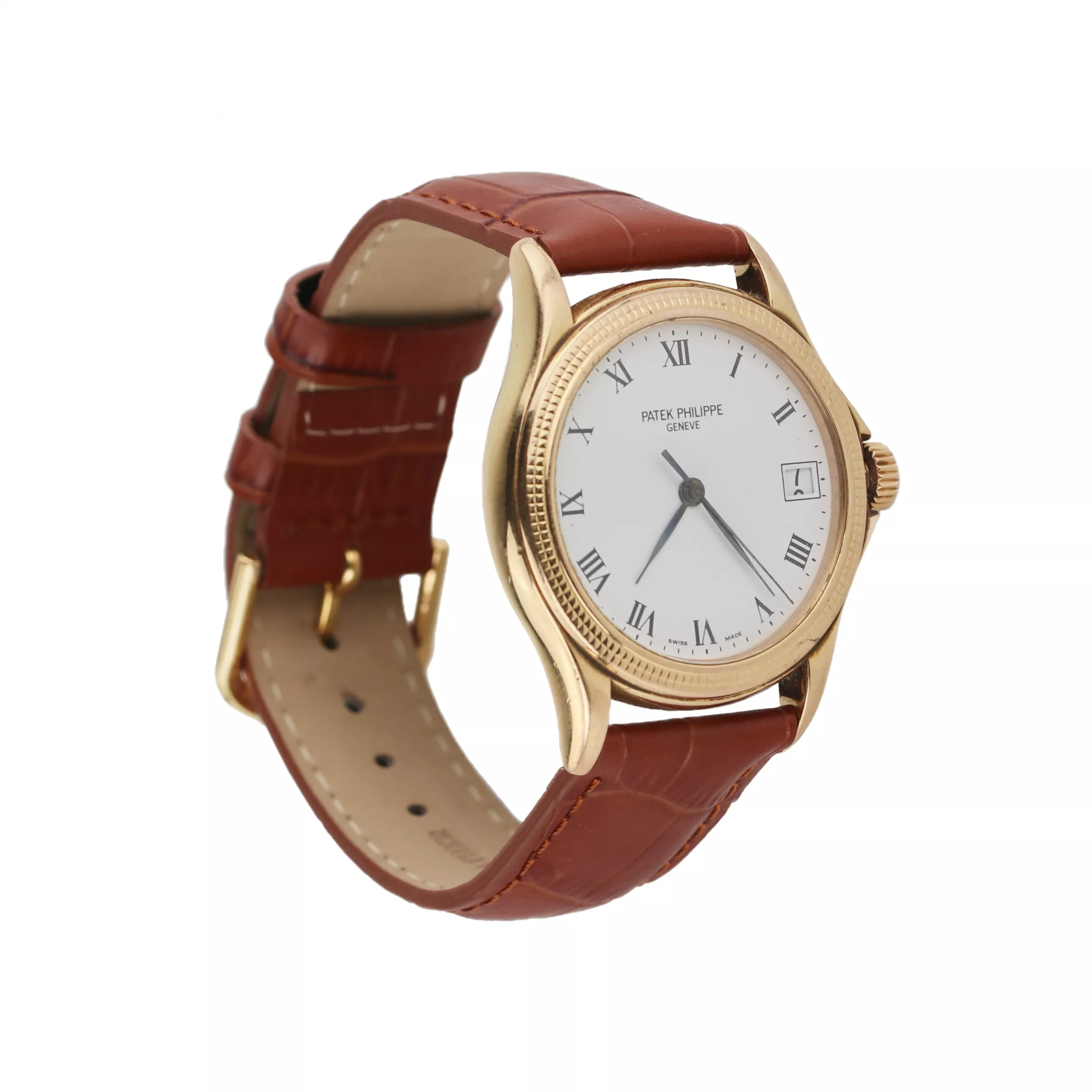Montre homme Patek Philippe Calatrava en or rose 18 carats. 