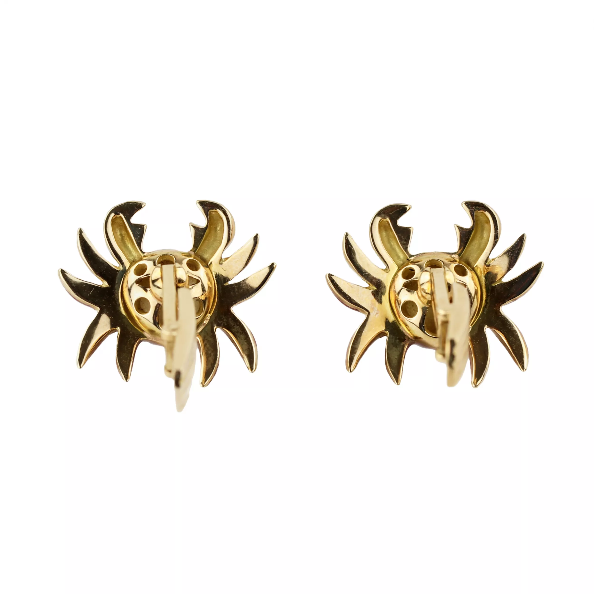 Boutons de manchette en or avec email travail italien Crabes. 