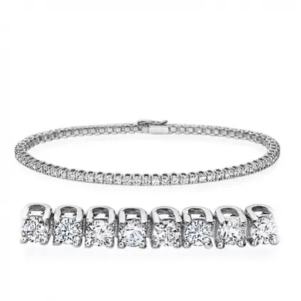 Bracelet tennis pour homme en or blanc 18 carats serti de diamants.
