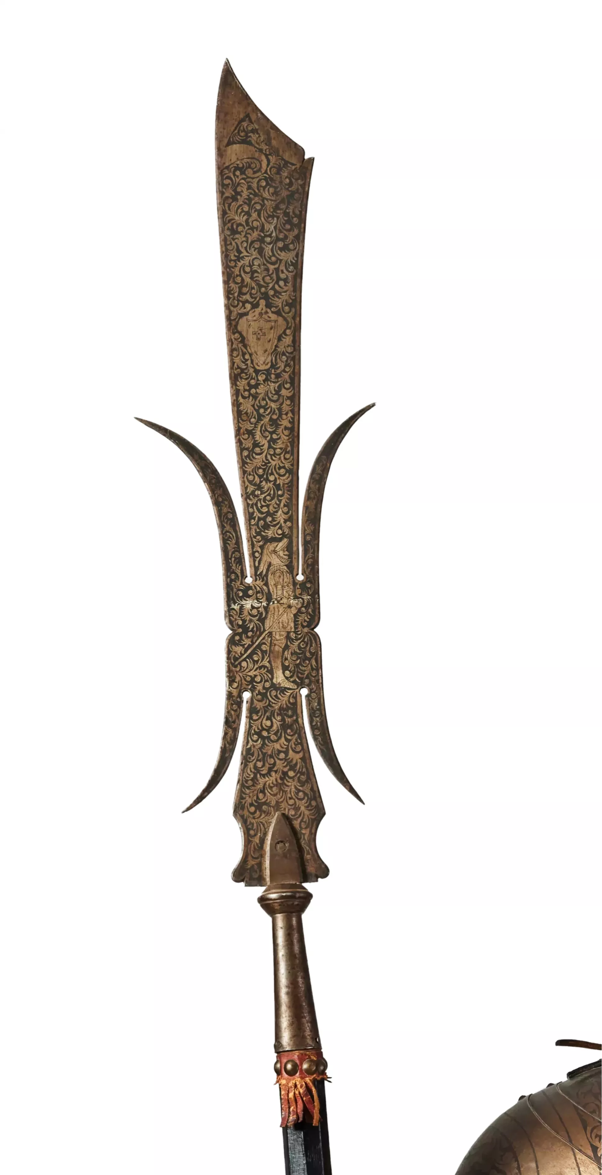 Magnifique armure chevaleresque en dessin et gravure nielle. Historicisme, XIXe siècle. 