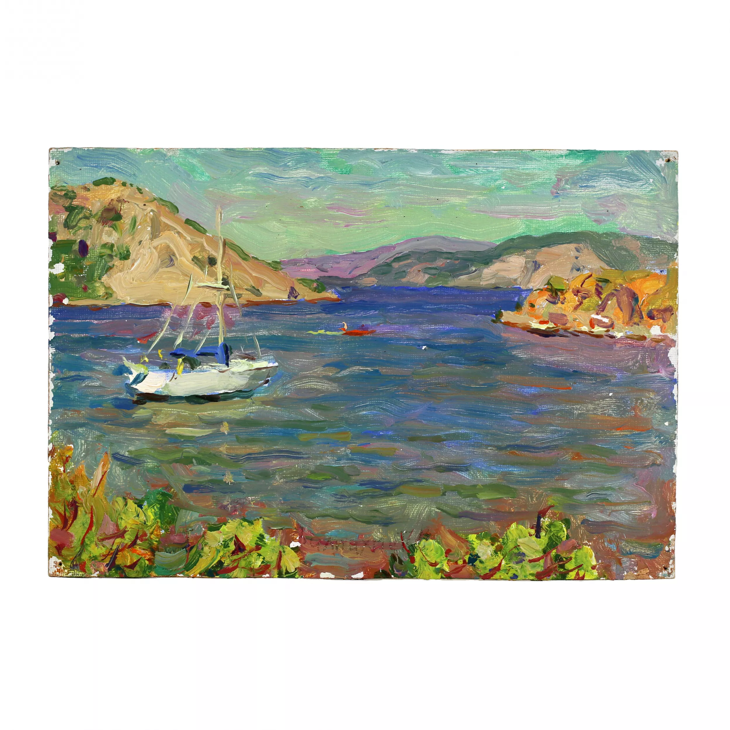 Impressionistic landscape with a yacht. A. H. VALIAKHMETOV. 