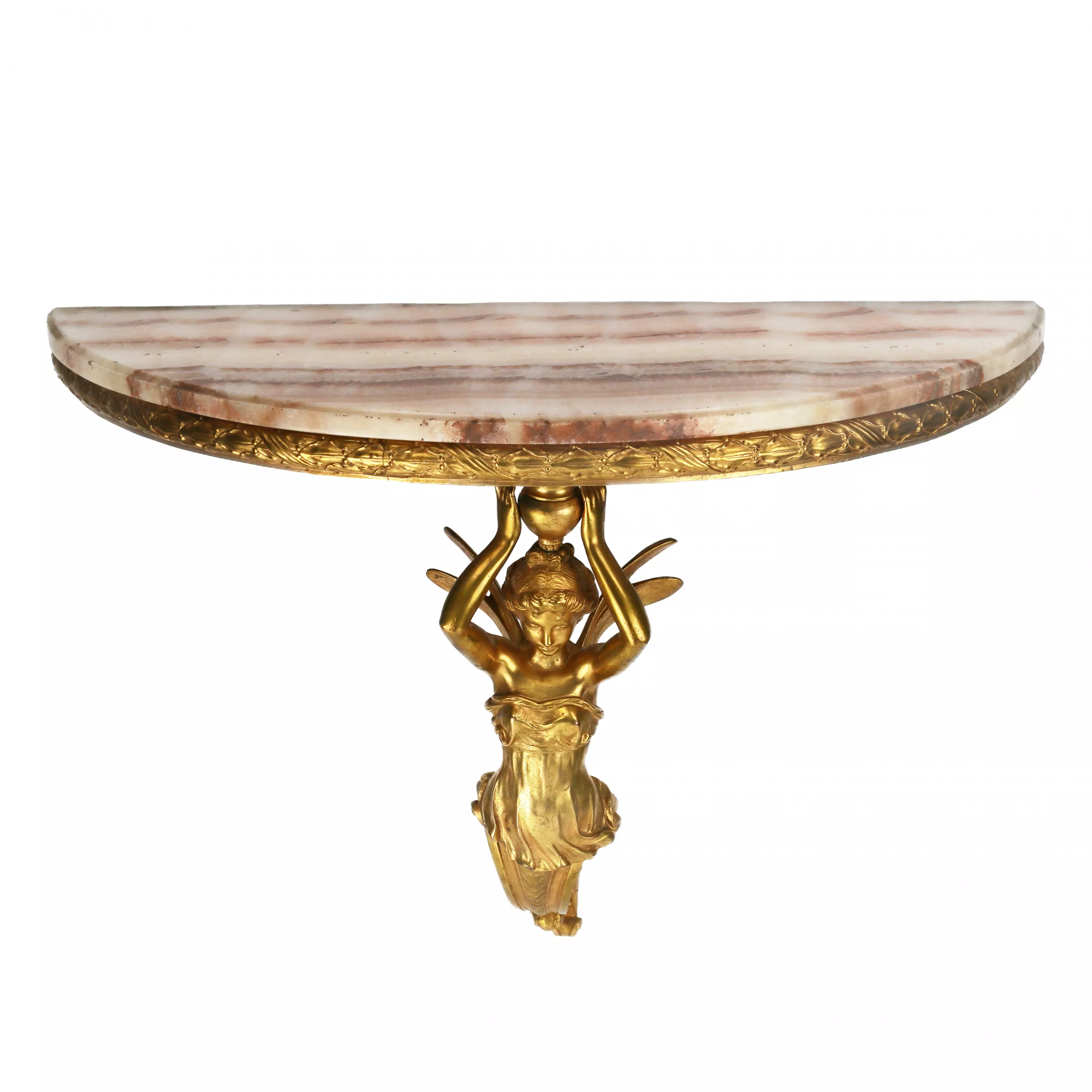 Paire de consoles en bronze dore à ecorce ailee, dans le goût de Napoleon III. 19ème siècle. 