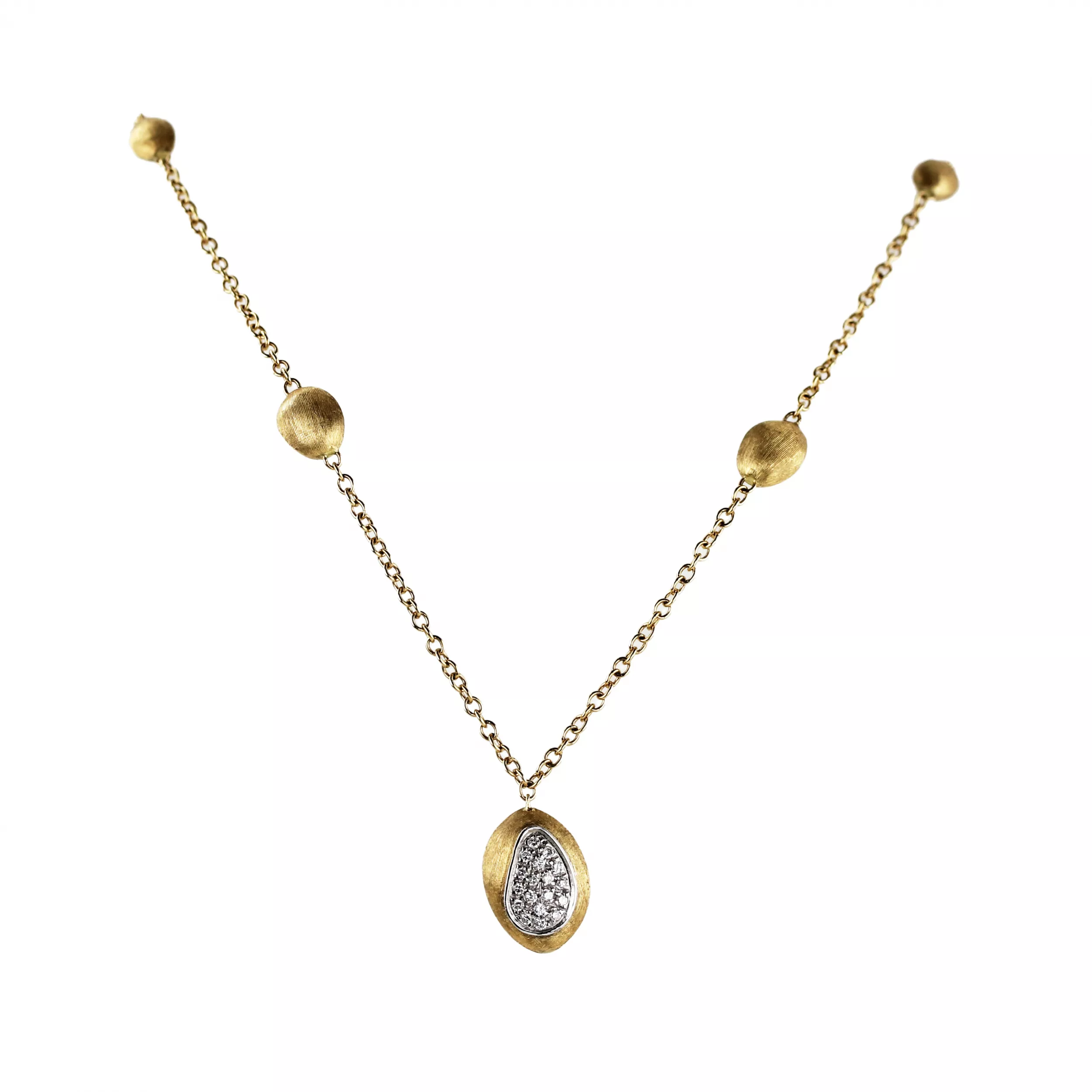 Marco Biсego. Chaîne en or originale avec pendentif et diamants. 