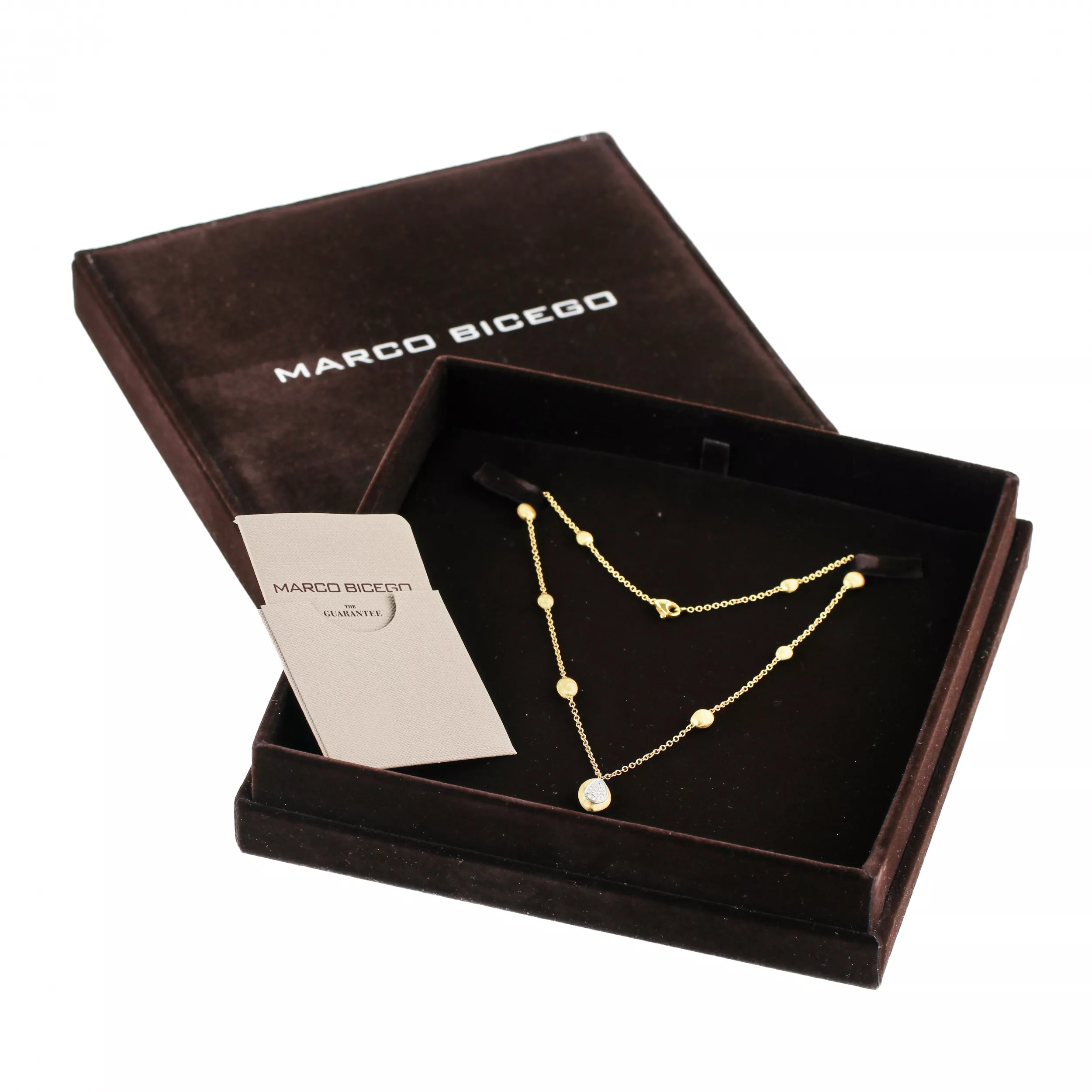 Marco Biсego. Chaîne en or originale avec pendentif et diamants. 