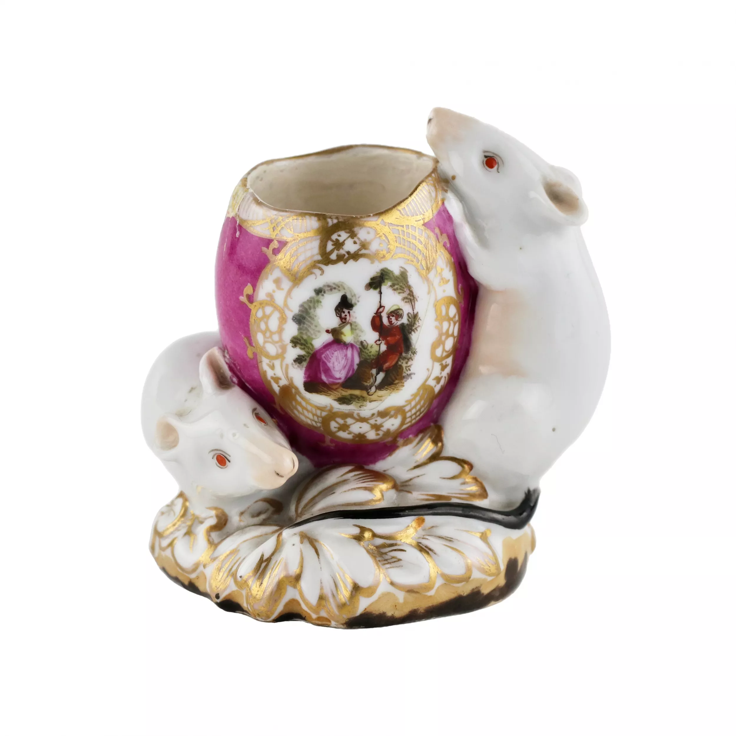 Decorative composition with two mice near the egg. KPM, 19th century. 
