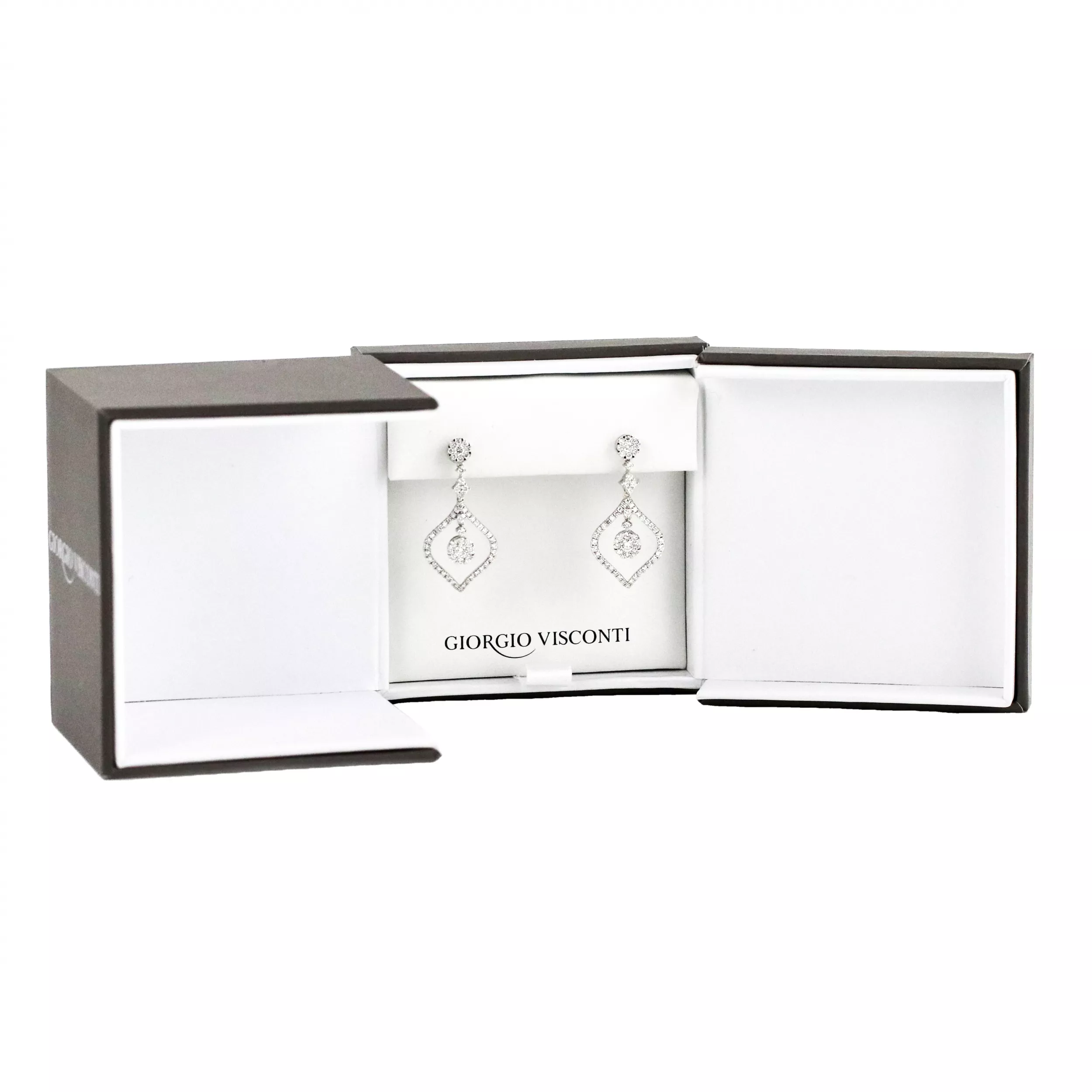 Boucles d`oreilles en or blanc avec diamants. Giorgio Visconti.