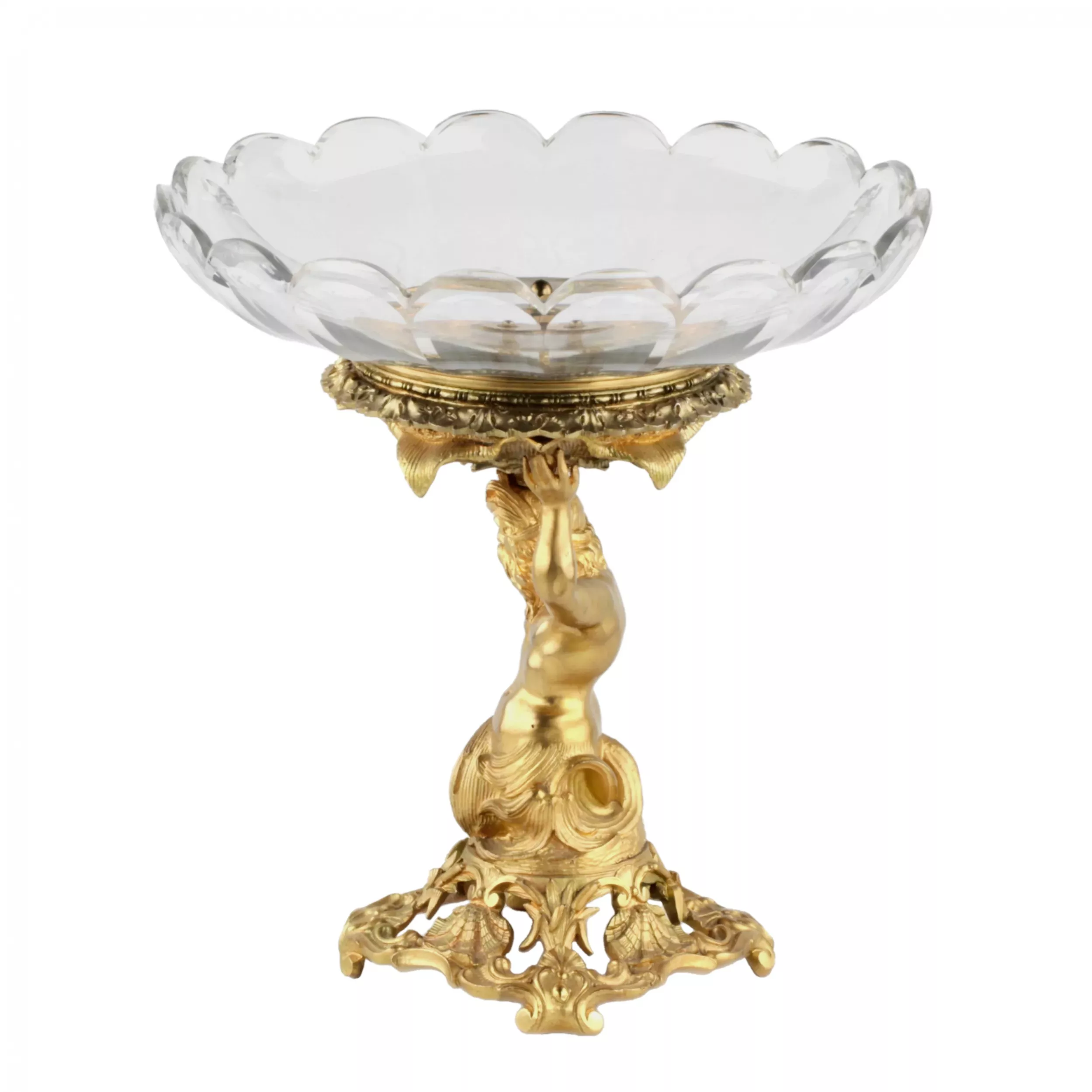 A DECORATIVE GILT-BRONZE AND CRYSTAL FRUIT STAND. FRANCE, CIRCA 1900