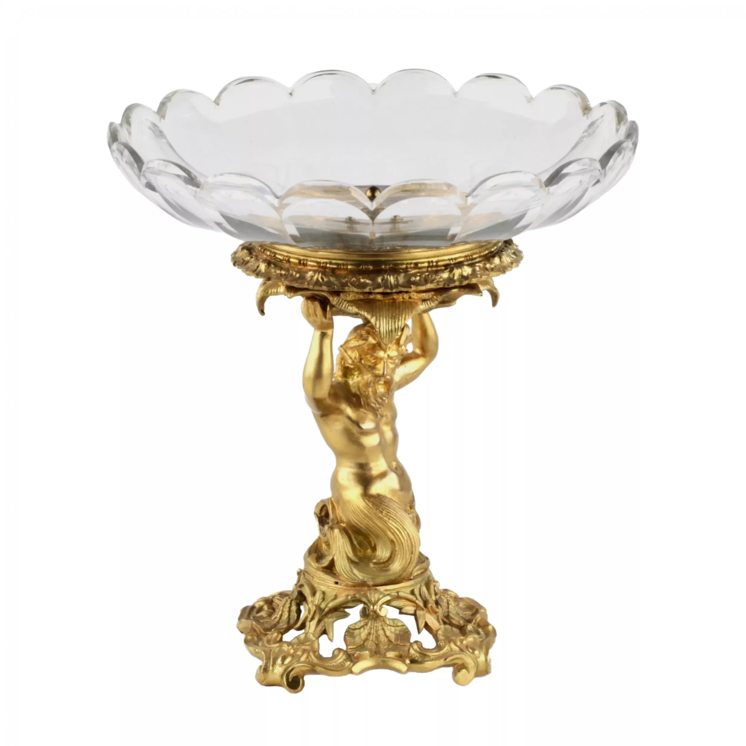 A DECORATIVE GILT-BRONZE AND CRYSTAL FRUIT STAND. FRANCE, CIRCA 1900