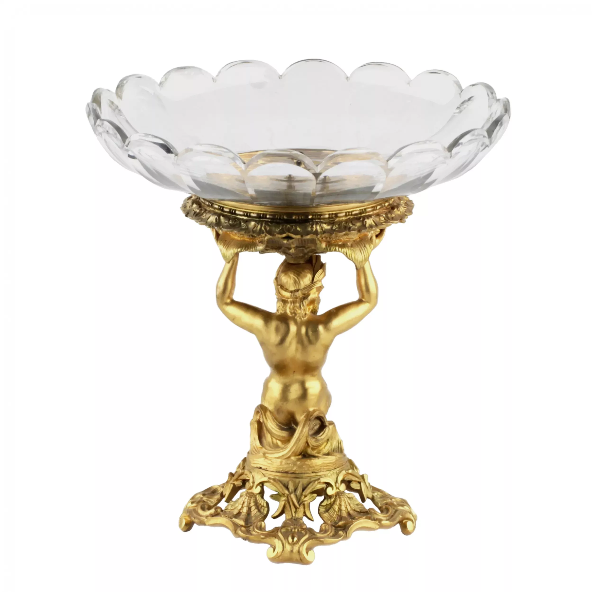 A DECORATIVE GILT-BRONZE AND CRYSTAL FRUIT STAND. FRANCE, CIRCA 1900