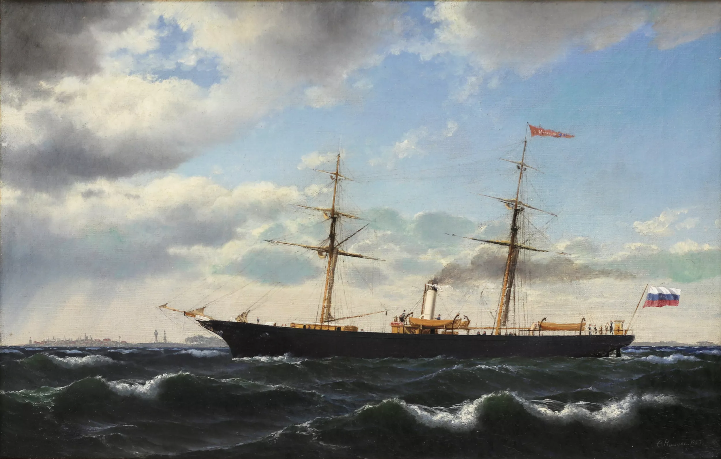 Carl Emil Baagoe. Paysage avec un navire russe. 