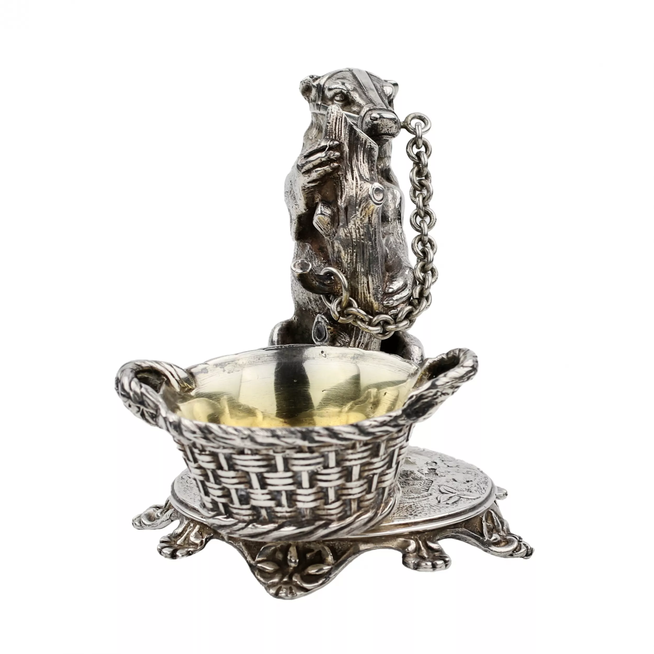 Plein d`esprit, salière en argent avec un ours, atelier Grachev.1889 