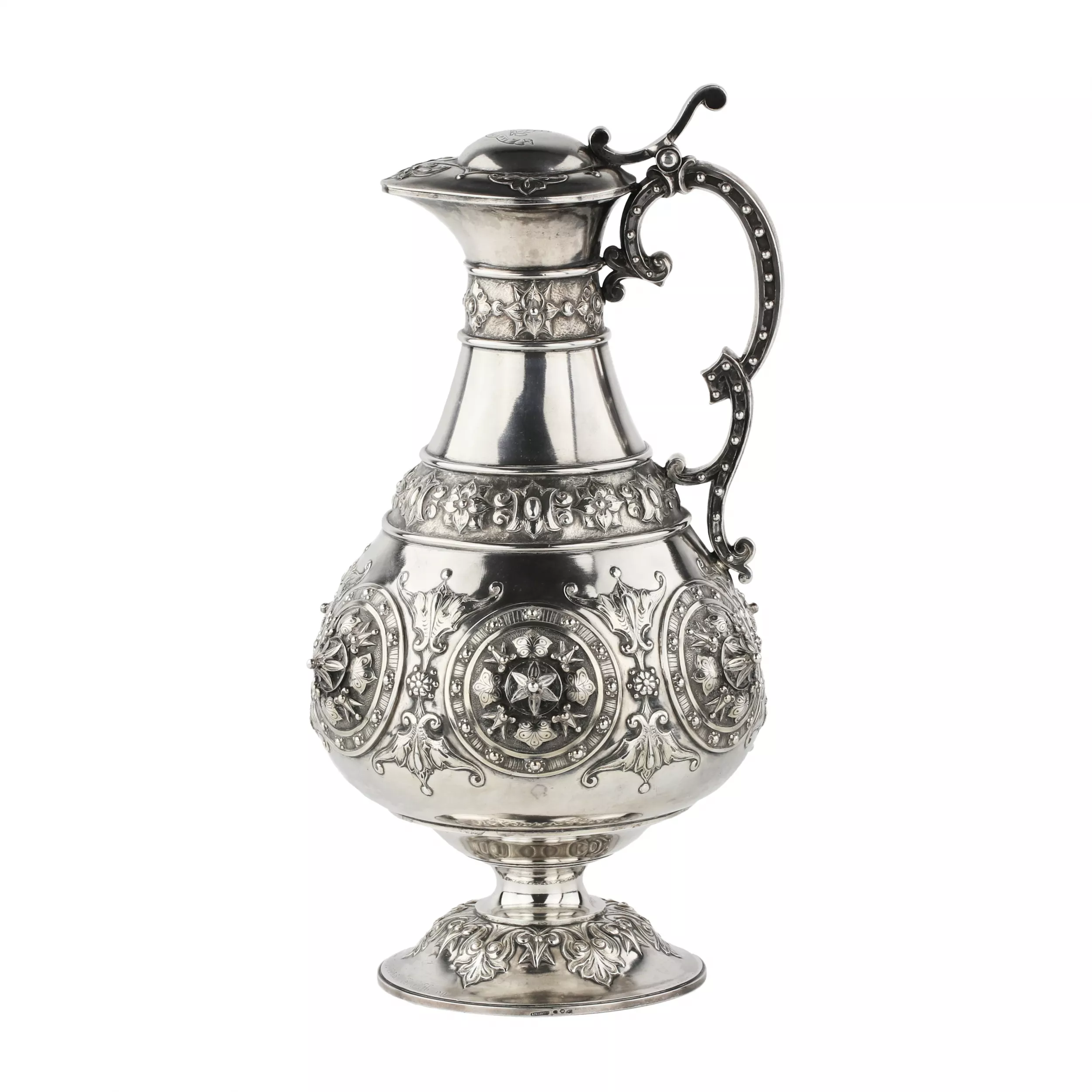 ВИННЫЙ КУВШИН из серебра. Джеймс Барклай Хеннелл, Лондон, 1877.