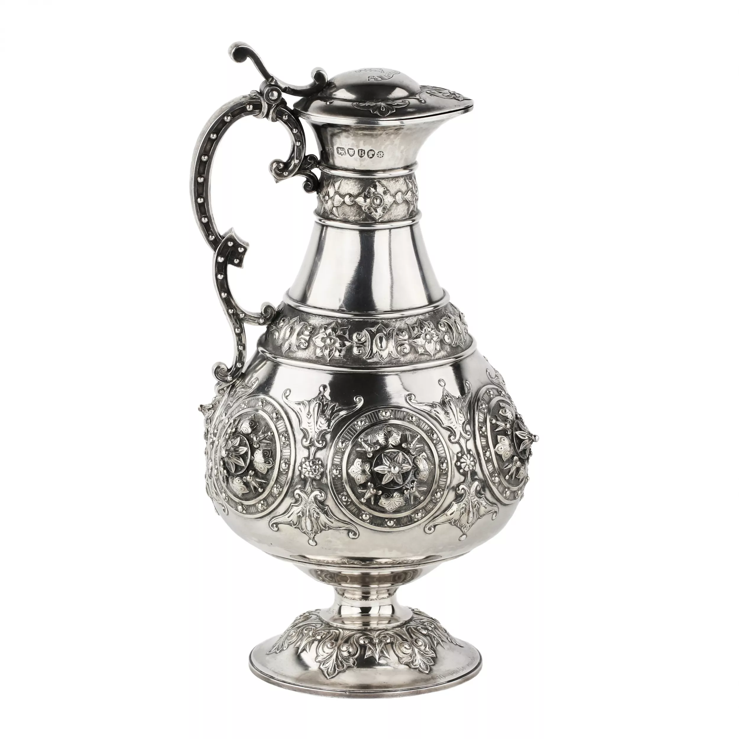 ВИННЫЙ КУВШИН из серебра. Джеймс Барклай Хеннелл, Лондон, 1877.