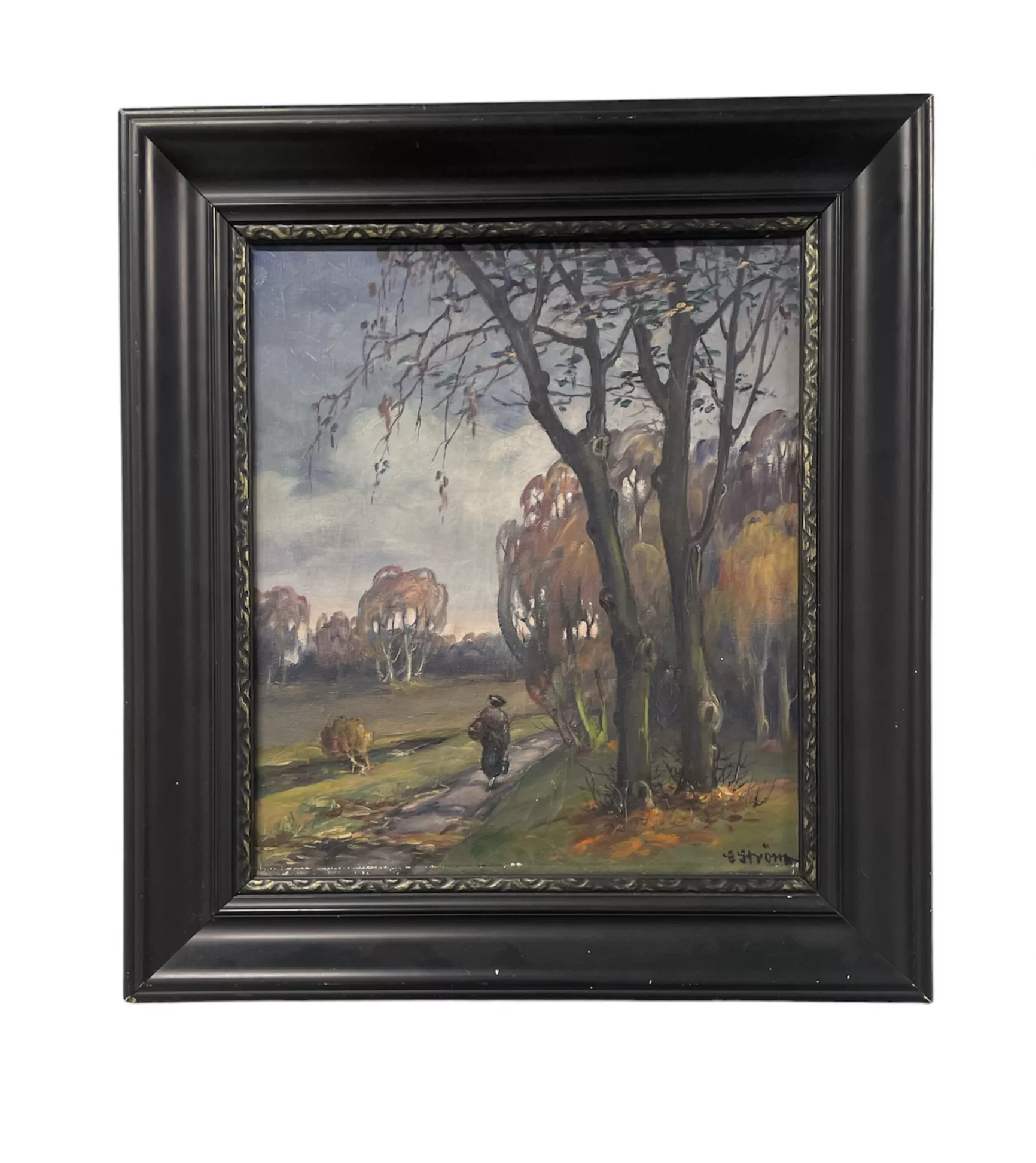 Peinture paysage forestier. Maître inconnu, XXe siècle, impressionnisme 