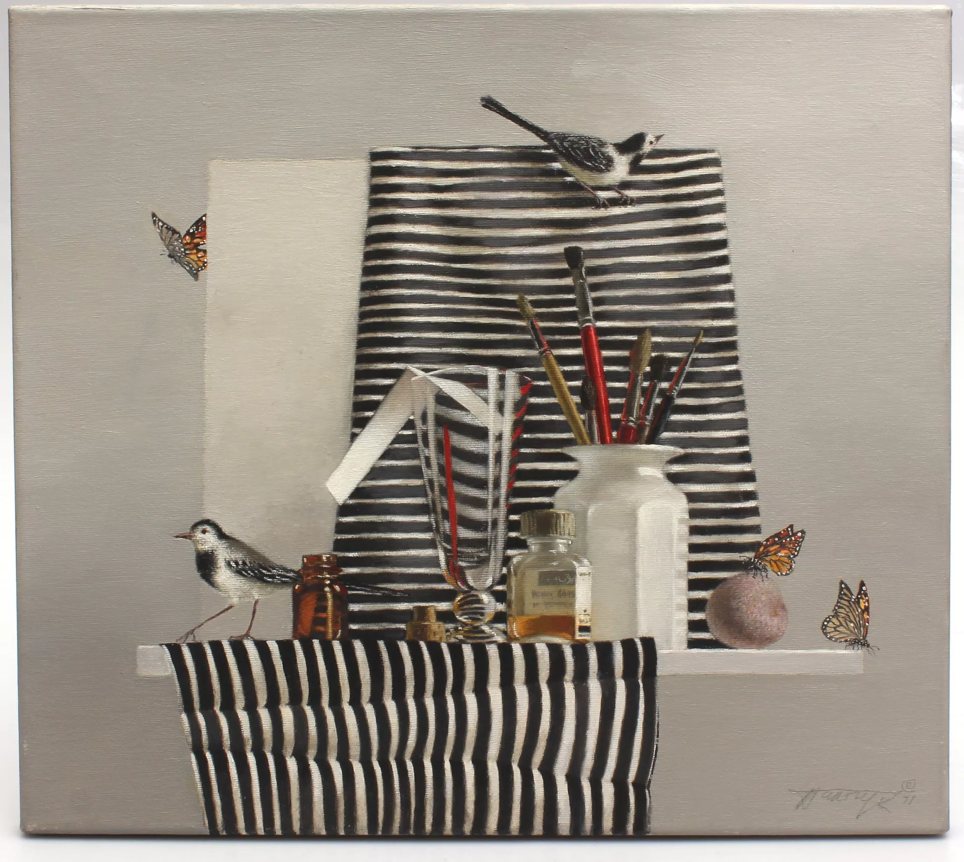 Still life with wagtails