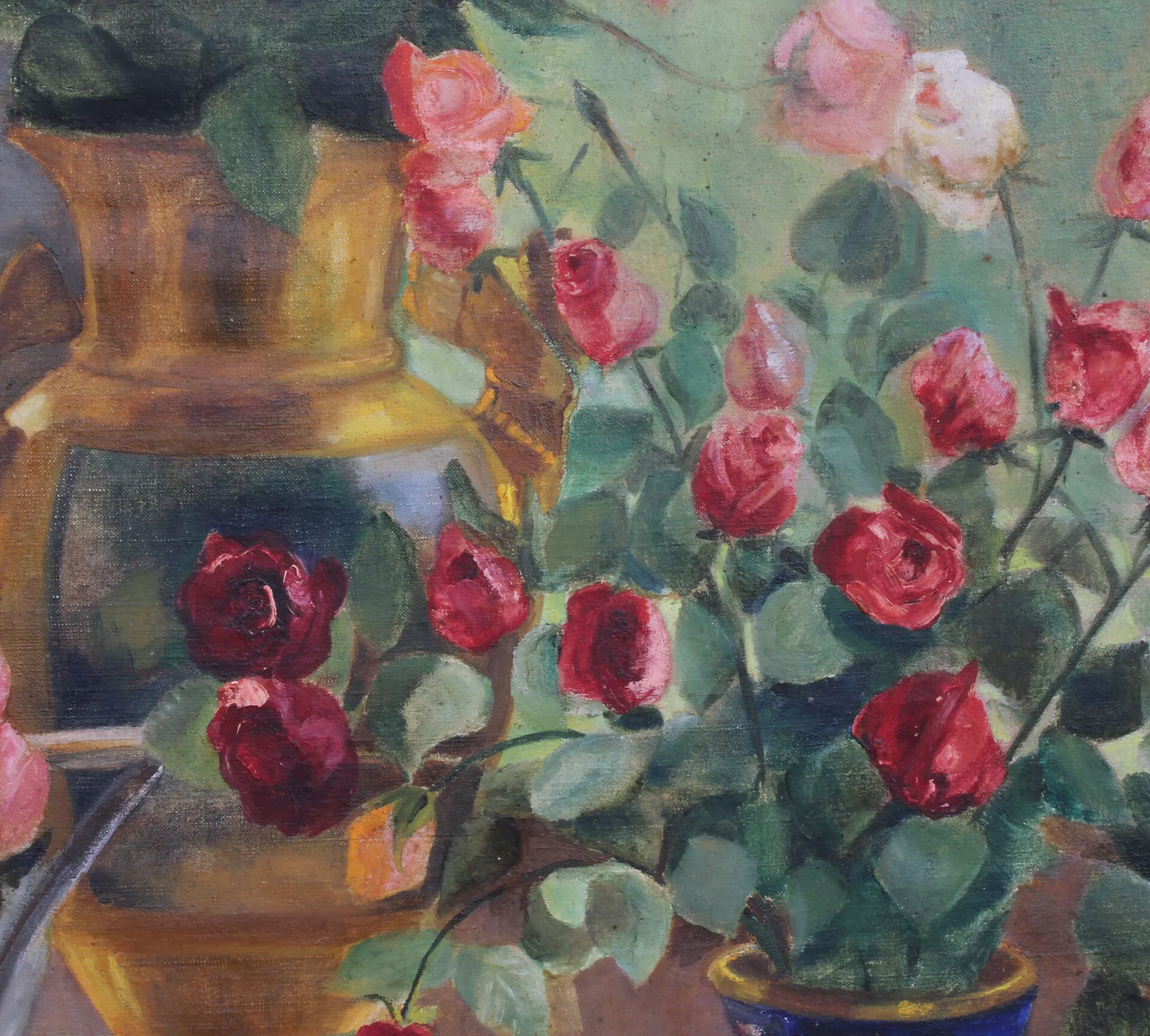 Still life with roses and tulips