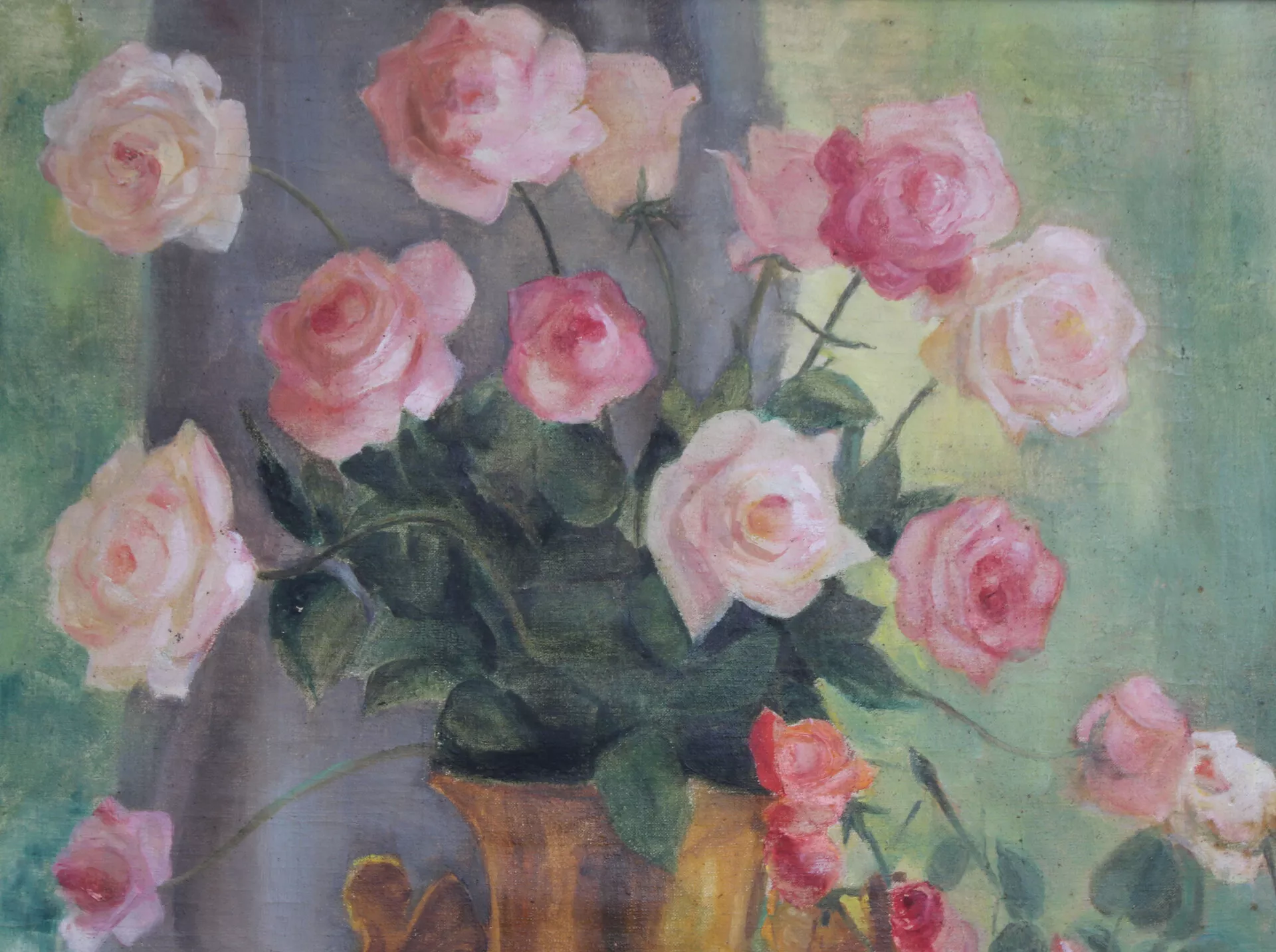 Still life with roses and tulips