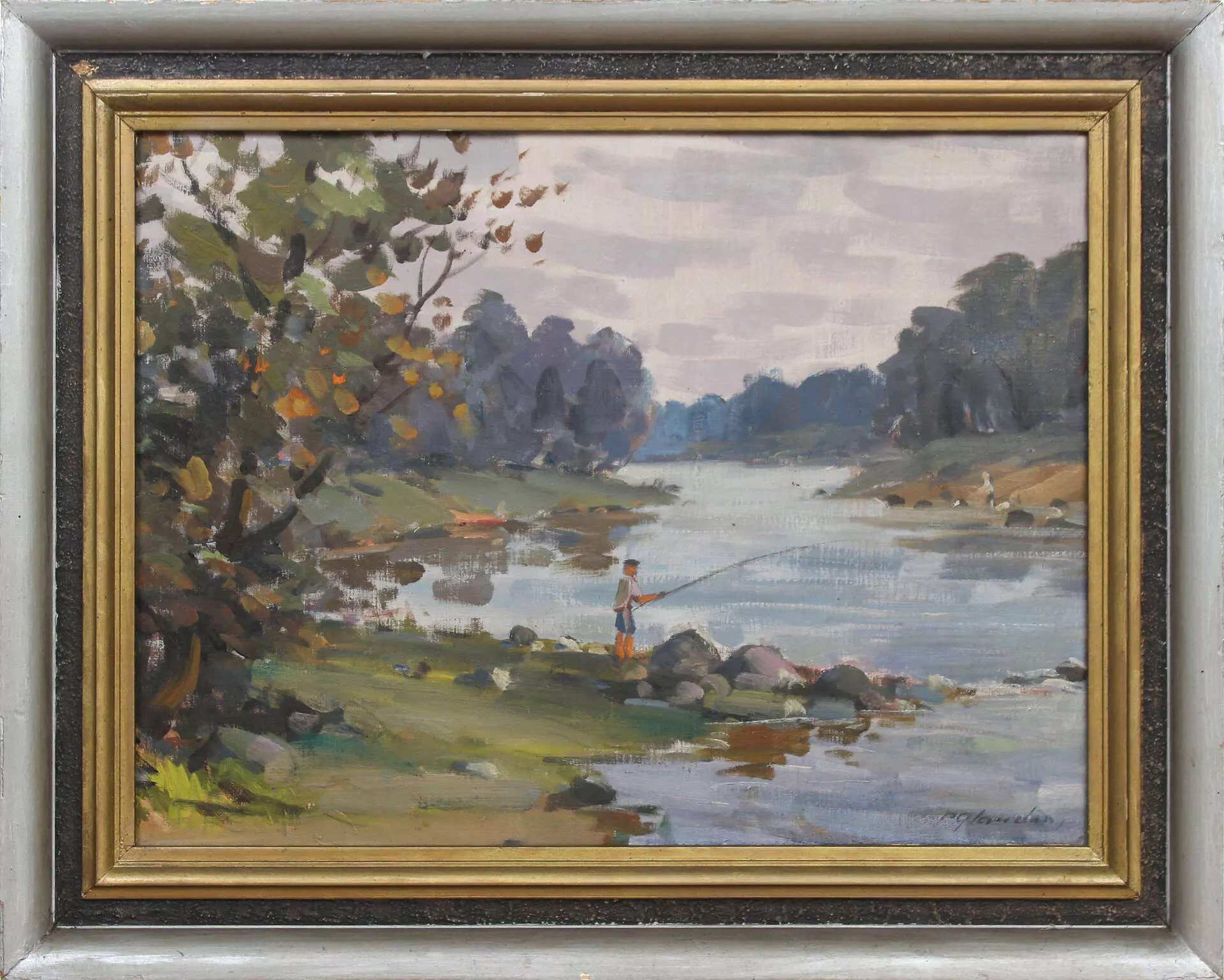 Paysage avec un pêcheur 