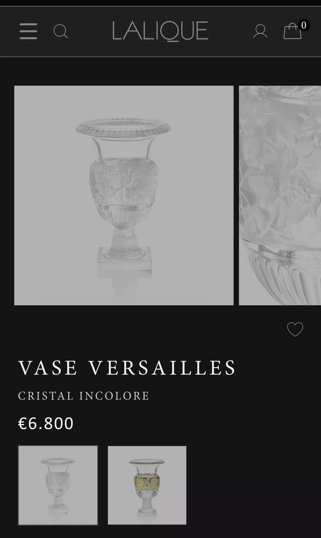 Lalique Versailles Vase in Clear Crystal — France, 1939 Design, Circa 1990
