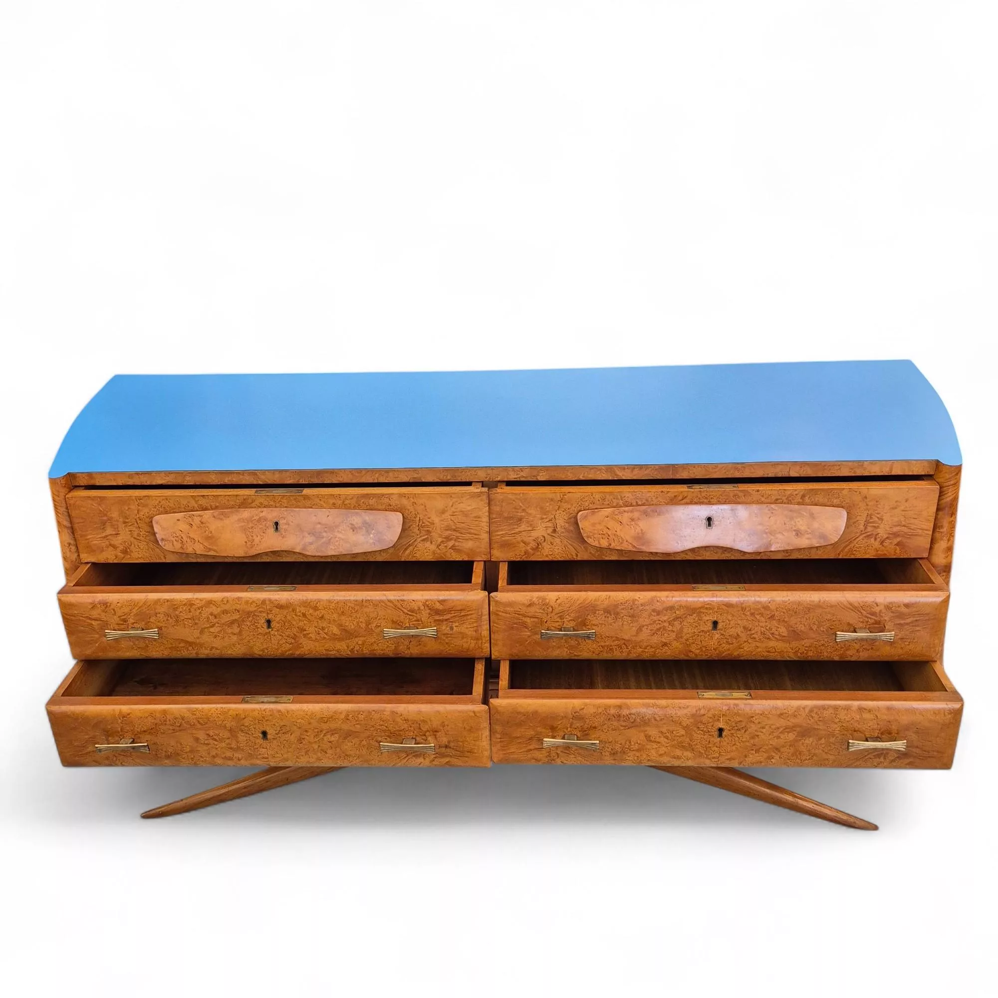 Unique Italian modern midcentury elm burl Sideboard after Vittorio Dassi